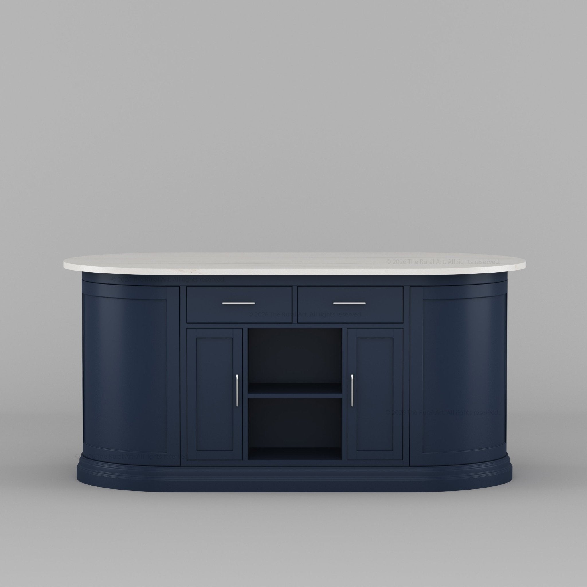 Harrison Solid Wood Oval Kitchen Island with Storage & Optional Seating