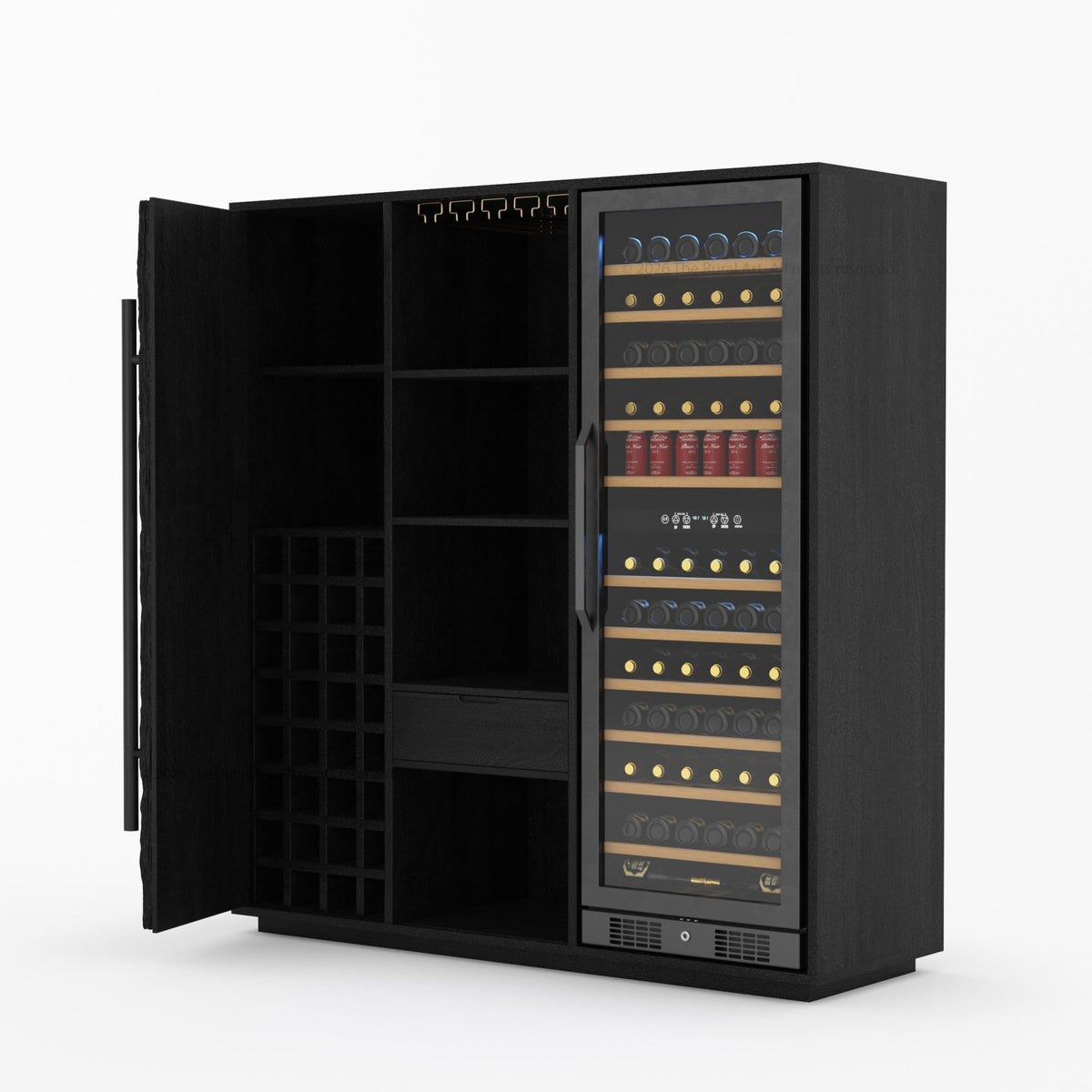 Myers Grand Modern Solid Wood Wine Bar Cabinet with Fridge Cutout