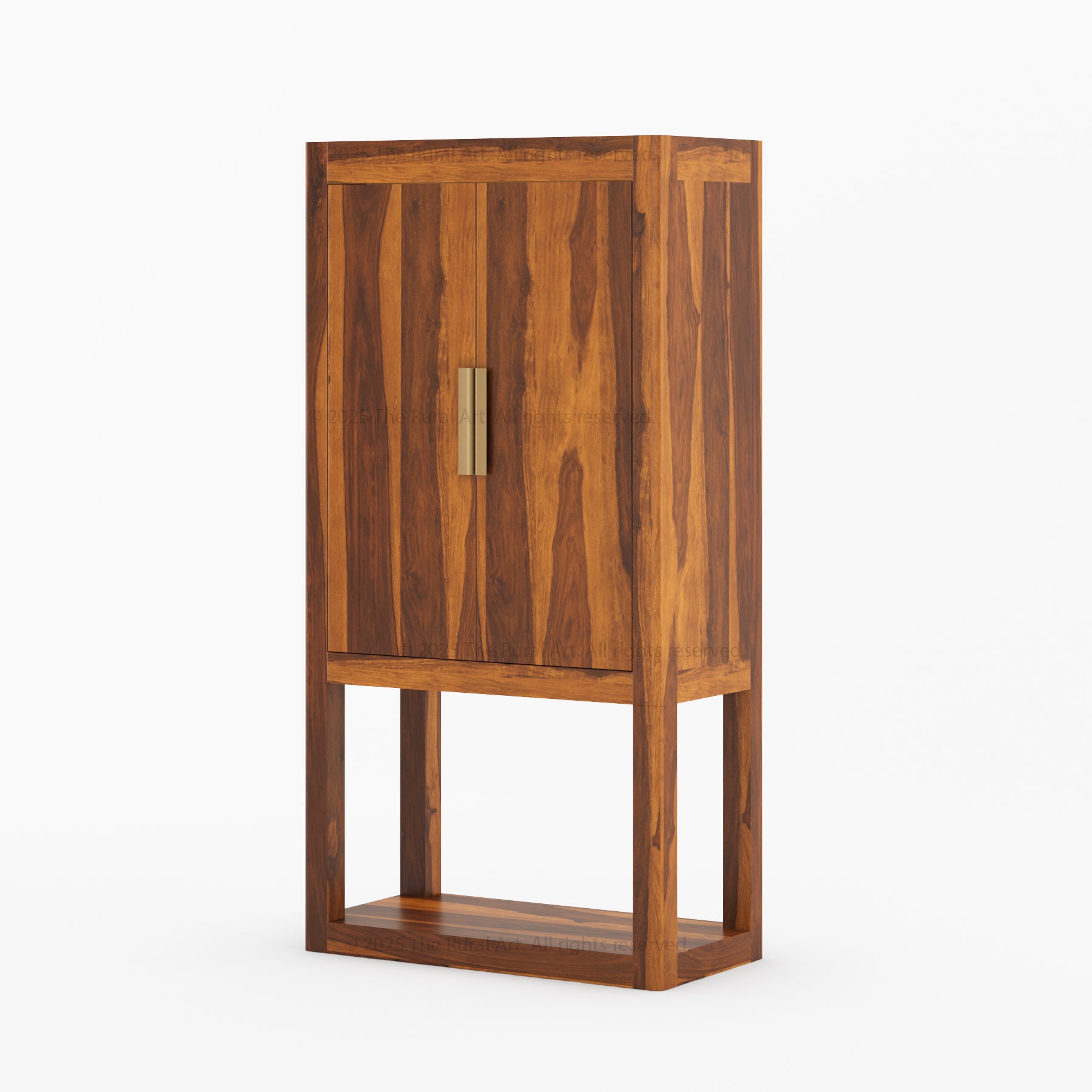 Aspen Modern Solid Wood Wine Bar Cabinet with Open Base