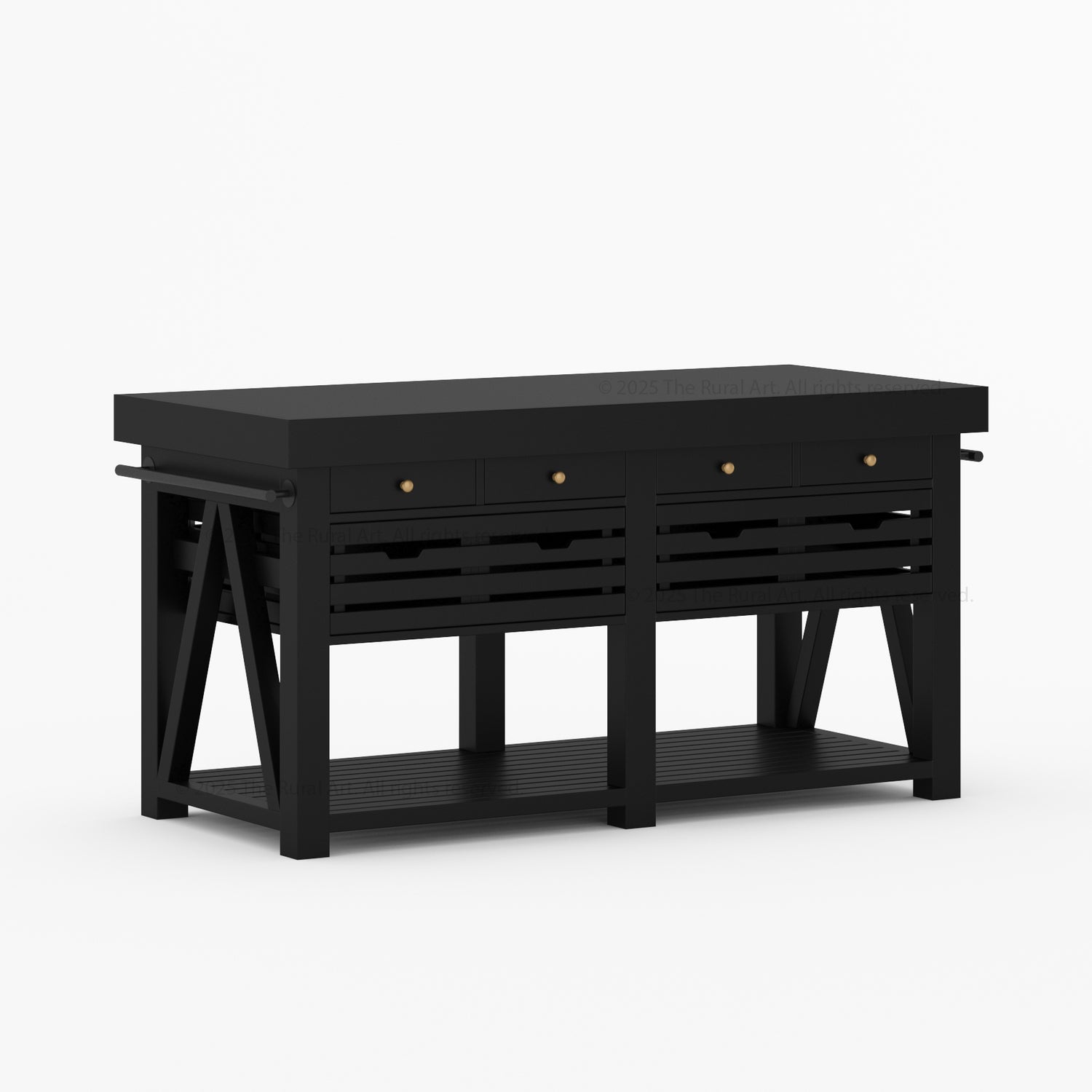 Mesa Solid Wood Kitchen Island with Drawer & Slatted Storage