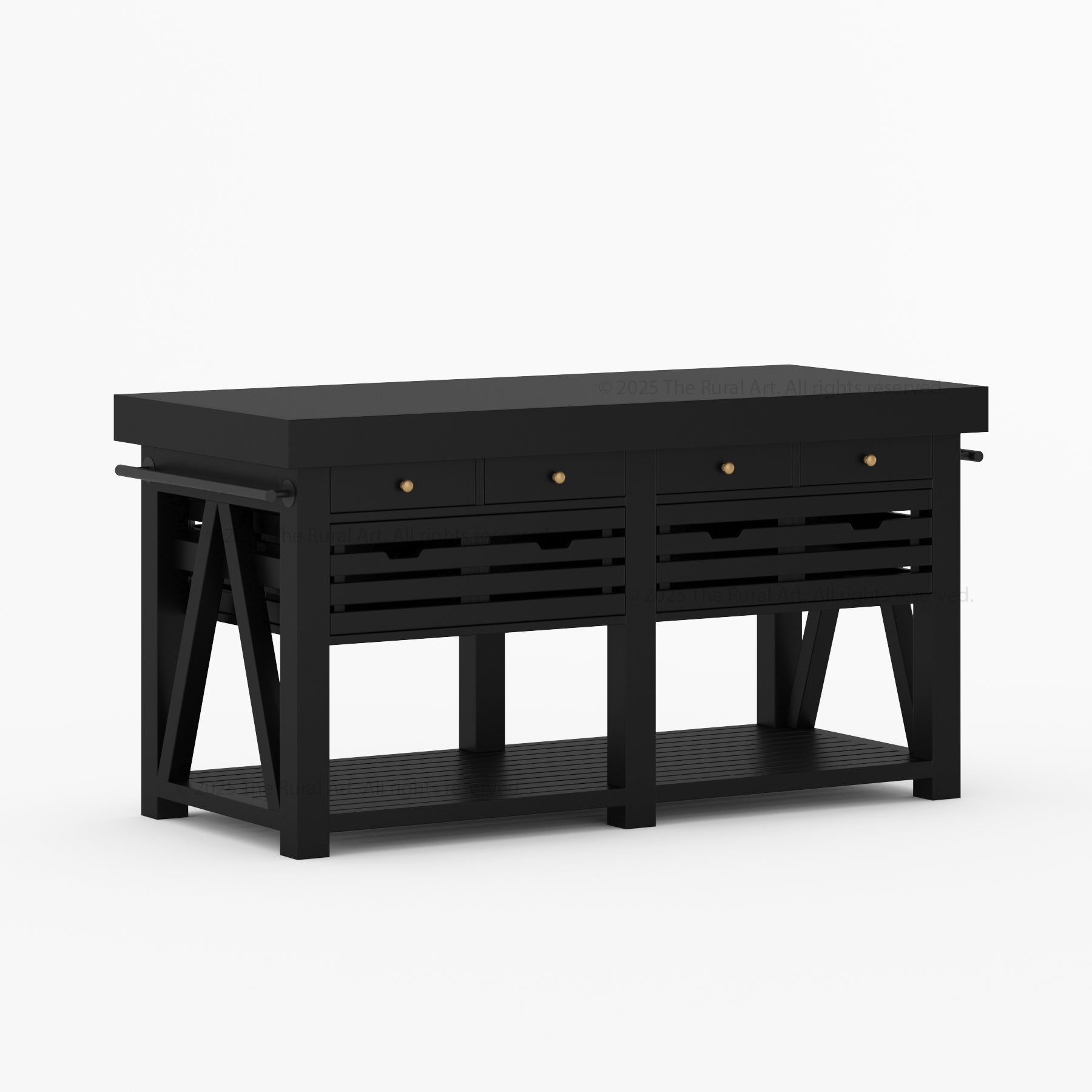 Mesa Solid Wood Kitchen Island with Drawer & Slatted Storage