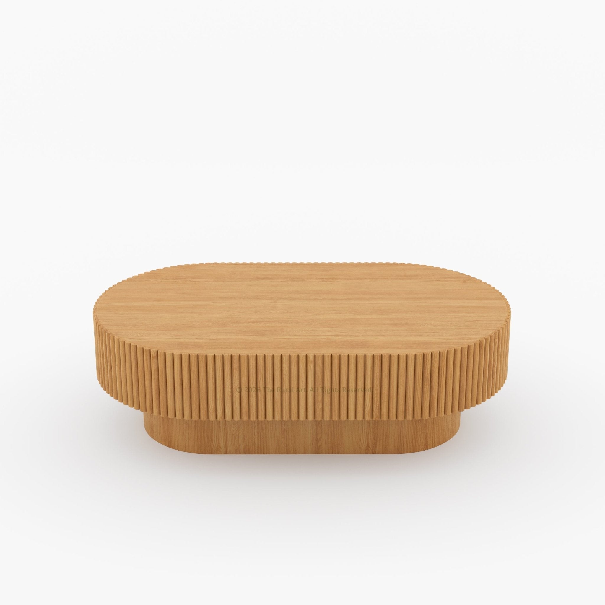 Cullman Teak Wood Oval Fluted Coffee Table