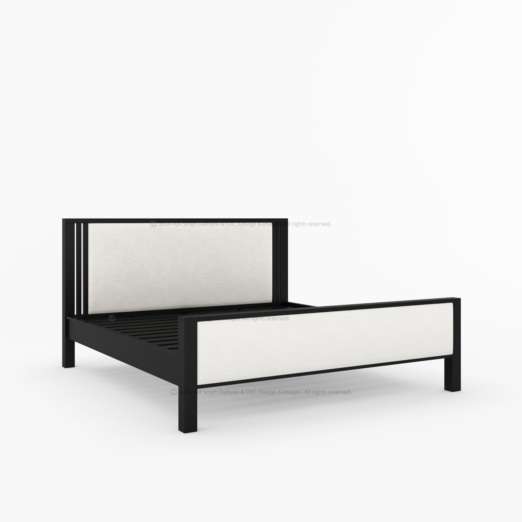 San Marino Premium Solid Indian Rosewood Upholstered Platform Bed