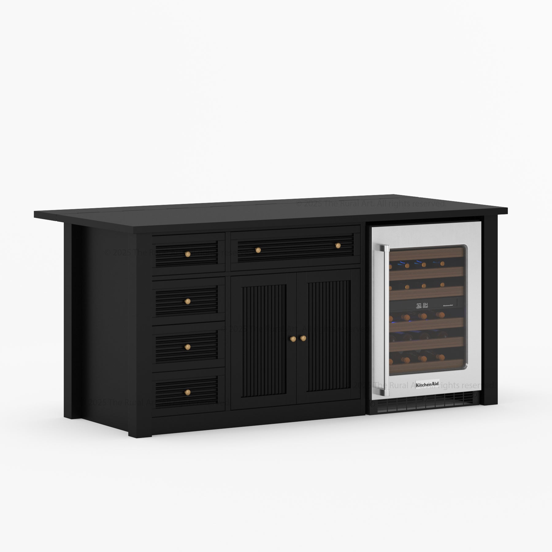 Tuscumbia Solid Wood Kitchen Island with Wine Refrigerator Space & Drop Leaf