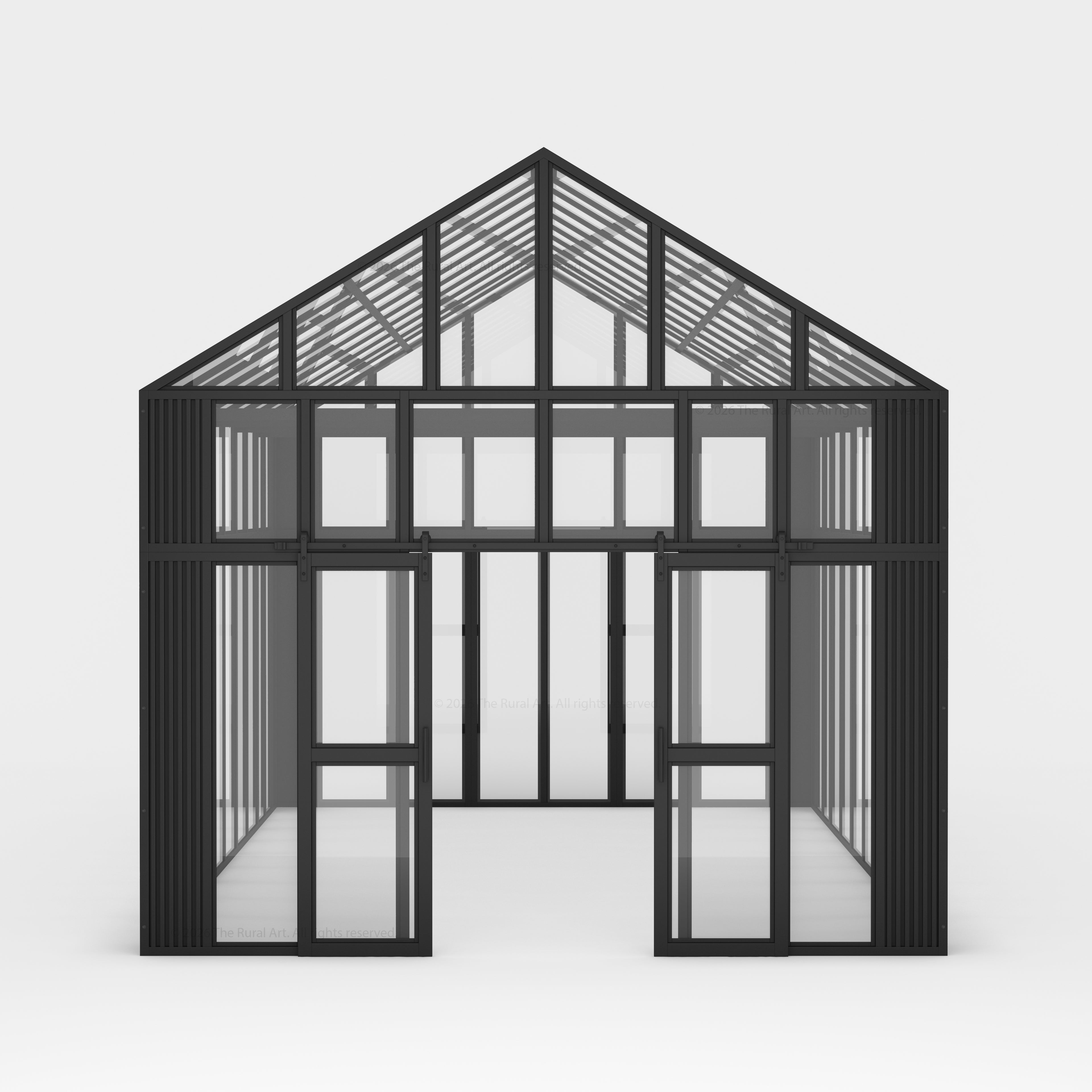 Boulder Estate Black Metal & Glass Greenhouse