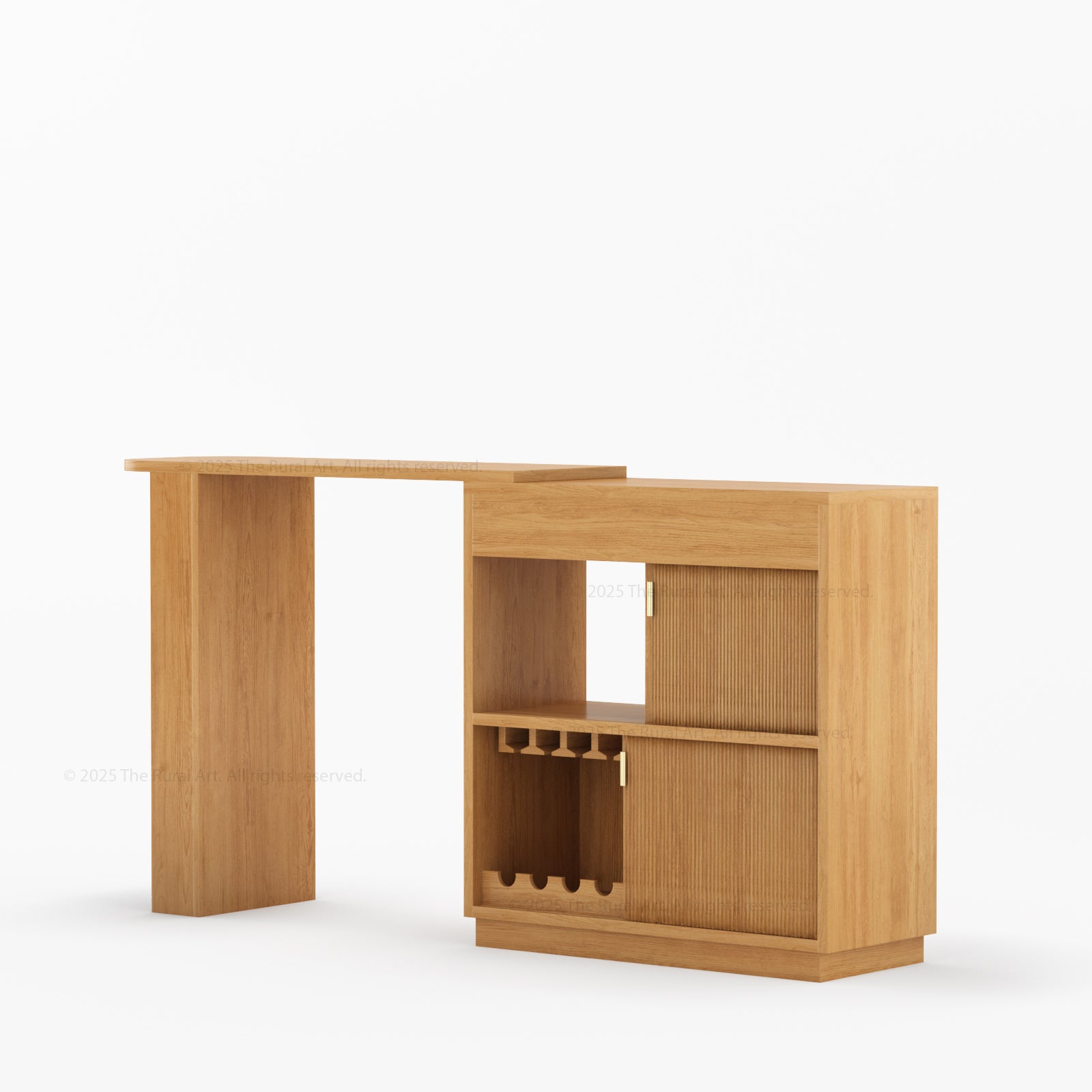 Palo Alto Folding Bar Desk Cabinet | Solid Wood with Wine Storage