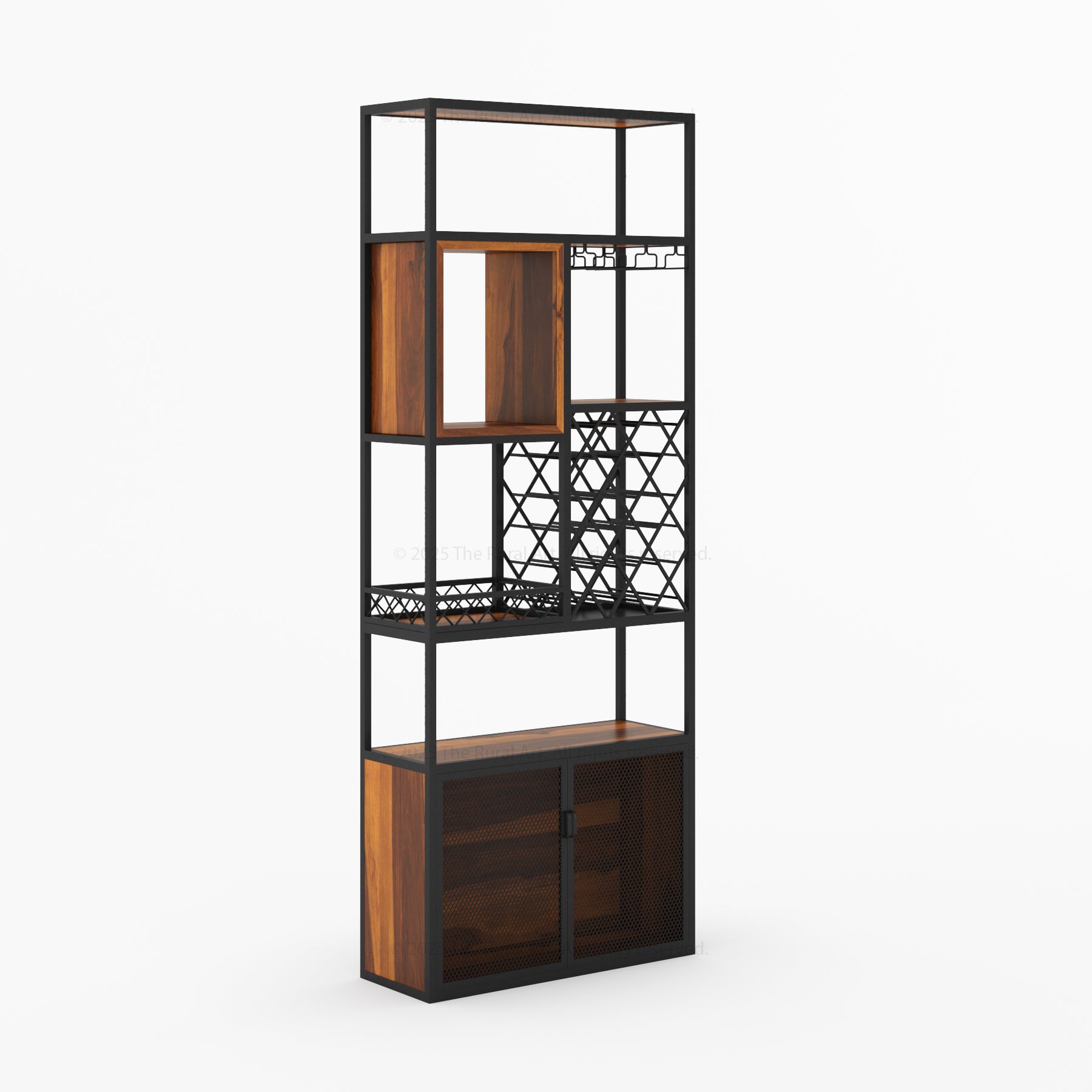 Philadelphia Modular Industrial Home Wine Bar Cabinet Rack