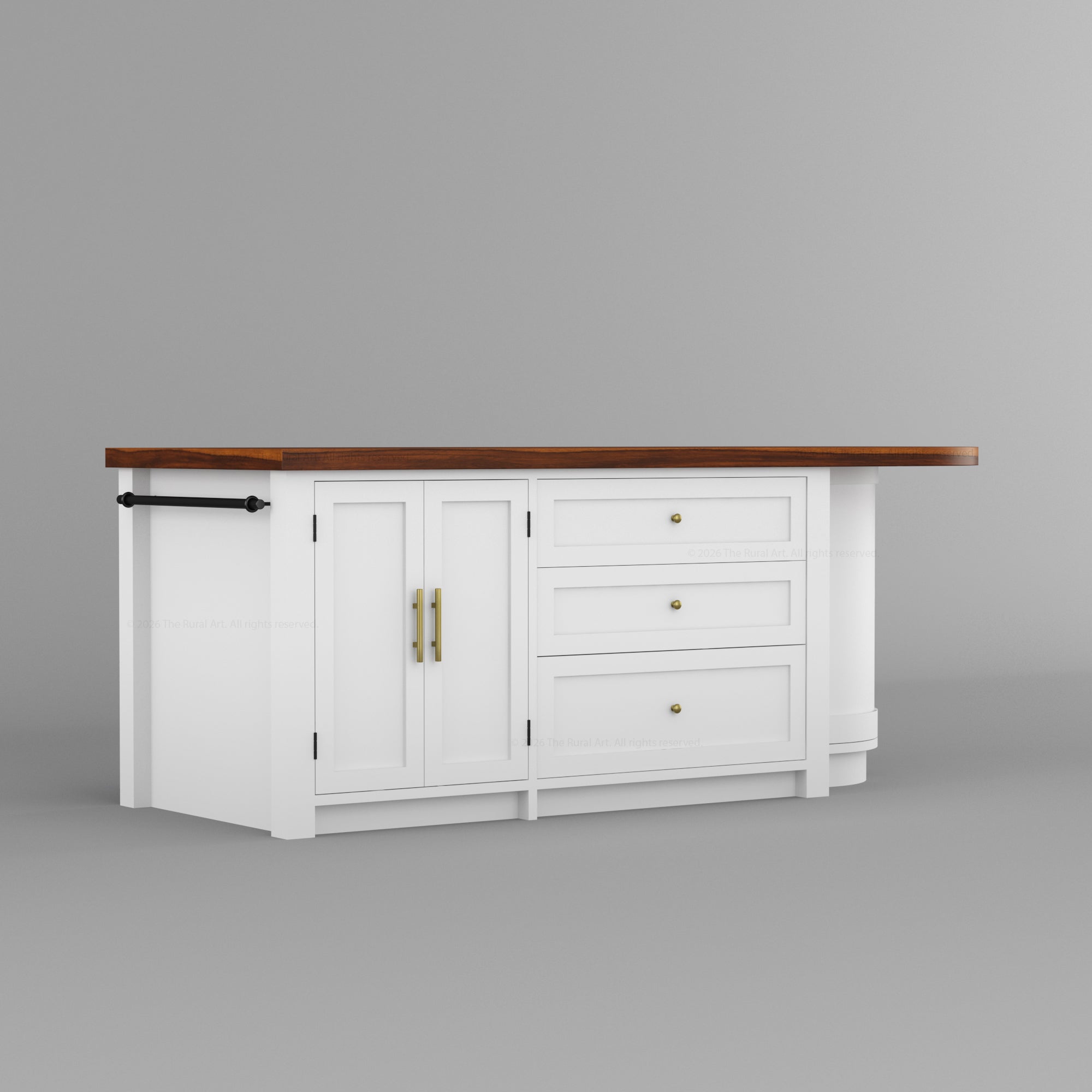 Danville Solid Wood Kitchen Island with Built-In Wine Cooler & Storage Cabinets