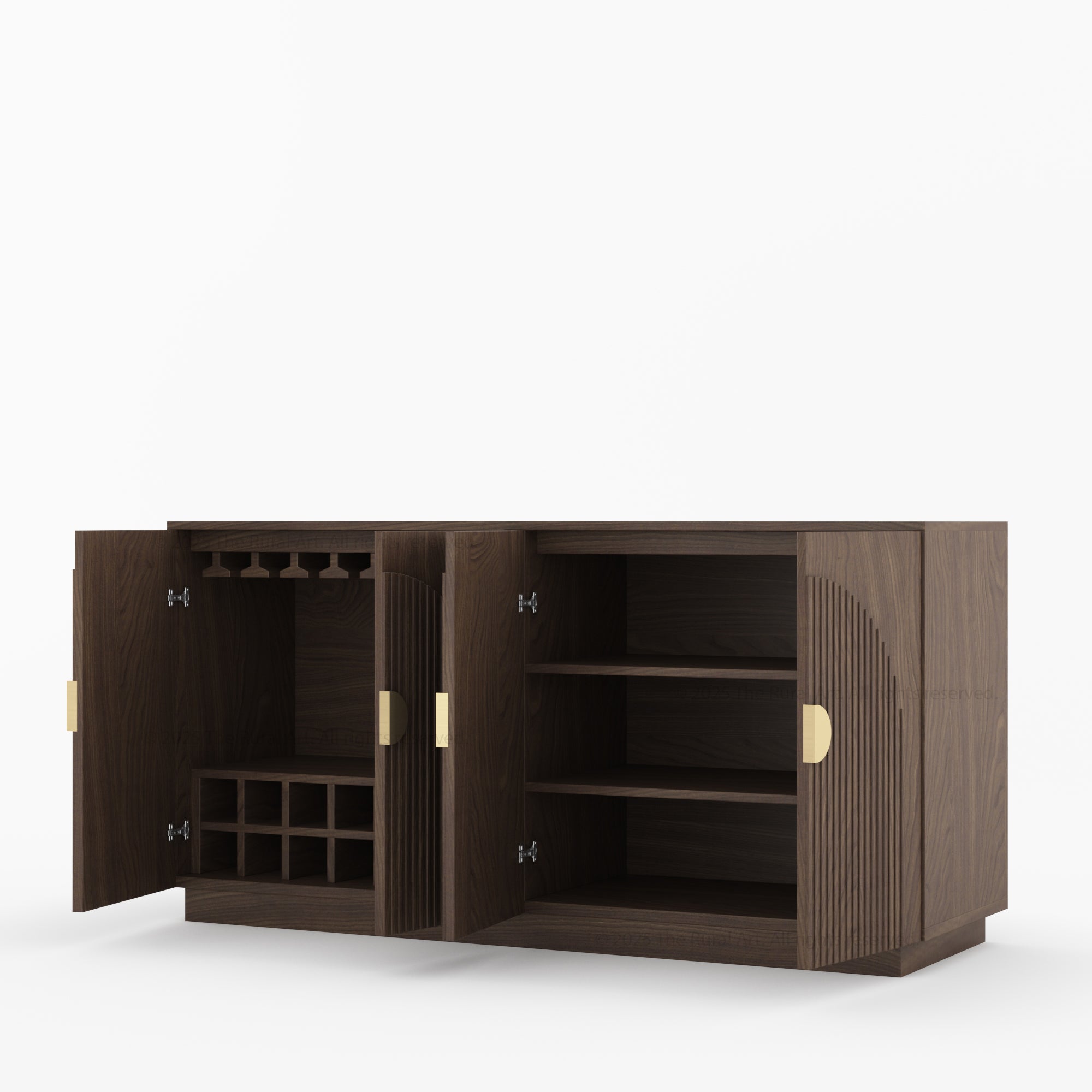 Clifton Fluted Arc-Front Solid Wood Wine Bar Sideboard