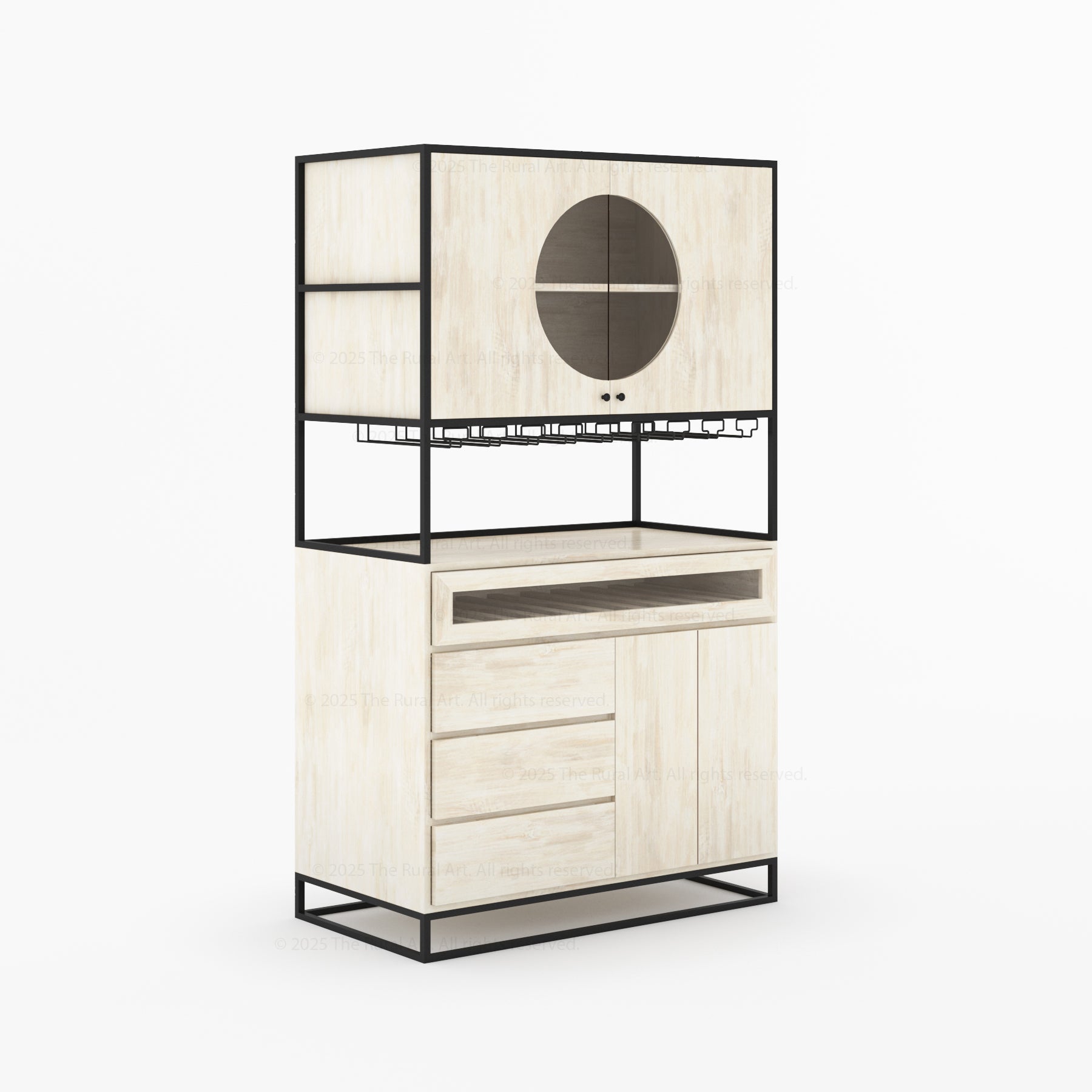 Parma Solid Wood Home Bar Cabinet with Wine Rack & Glass Holders