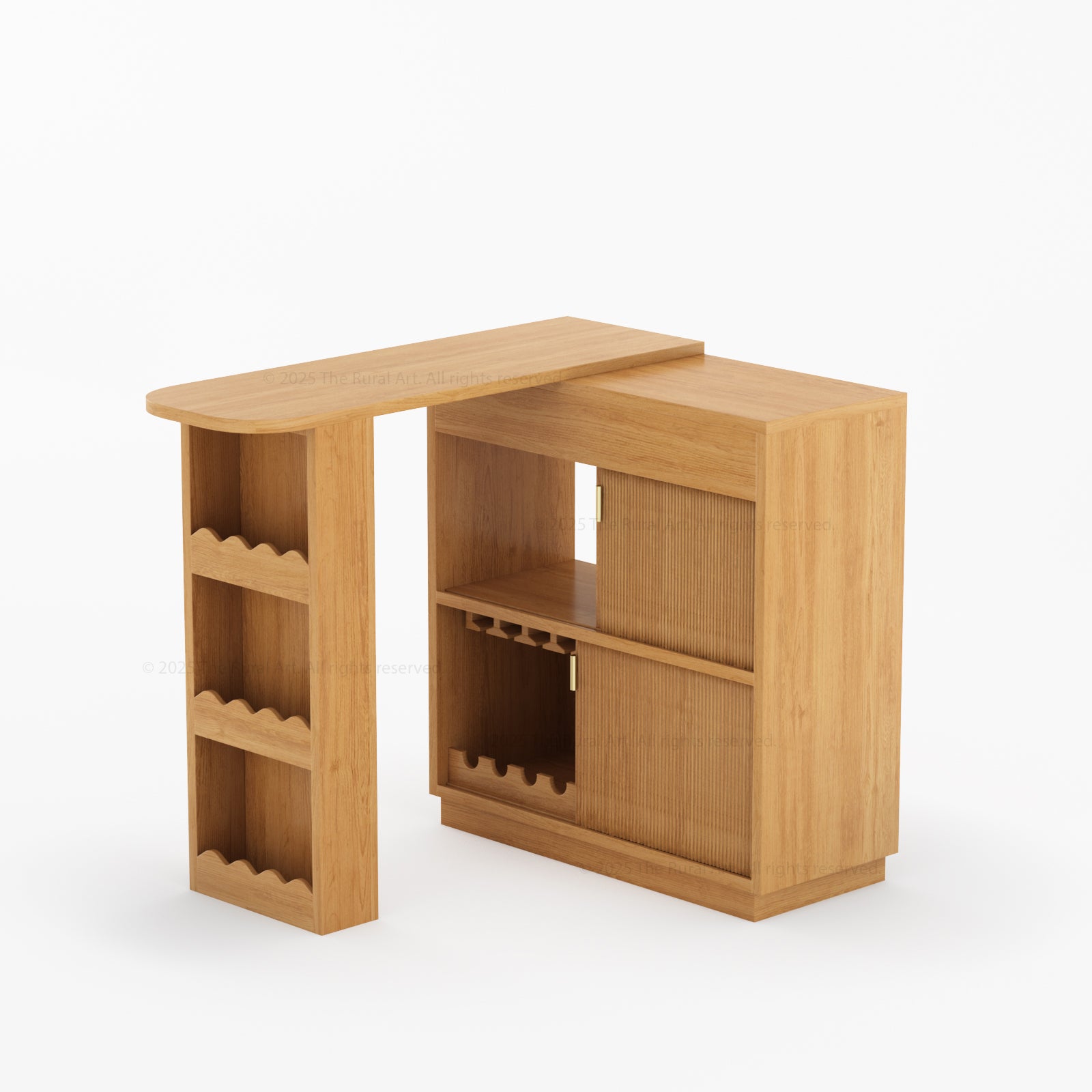 Palo Alto Folding Bar Desk Cabinet | Solid Wood with Wine Storage