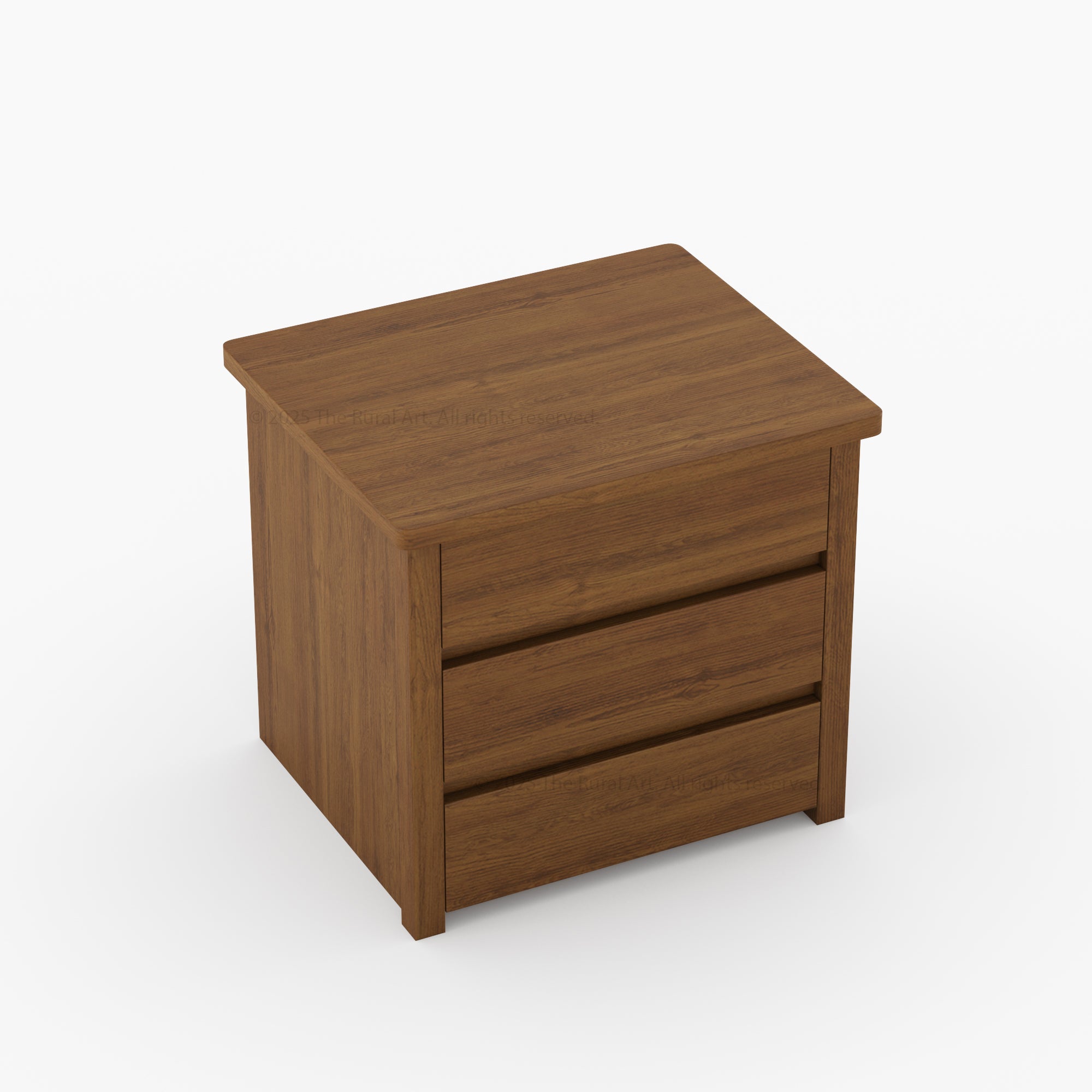 Dallas Solid Wood Bed & Nightstand Set with Slatted Headboard and Iron Accents