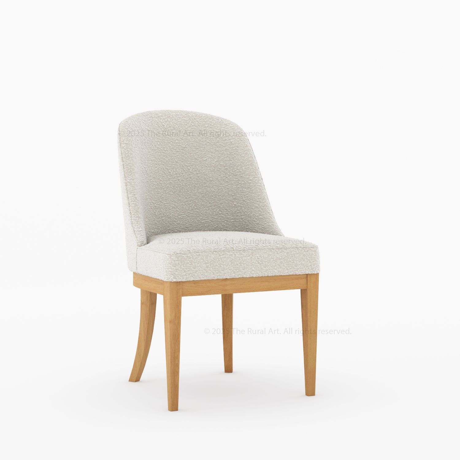 Medina Upholstered Dining Chair | Mid-Century Modern Solid Wood Chair with Curved Back