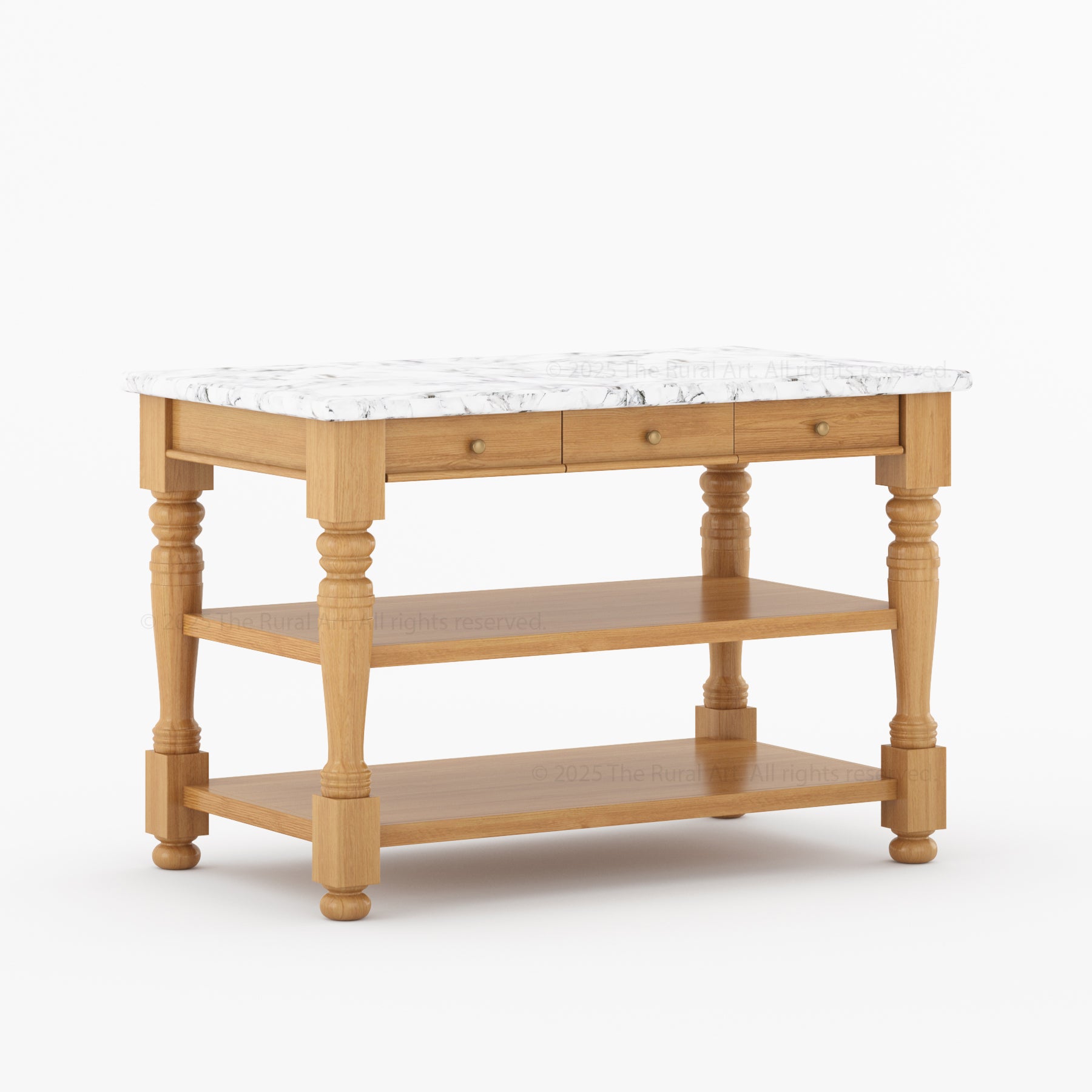 Tampa Solid Wood Kitchen Island with Marble Top