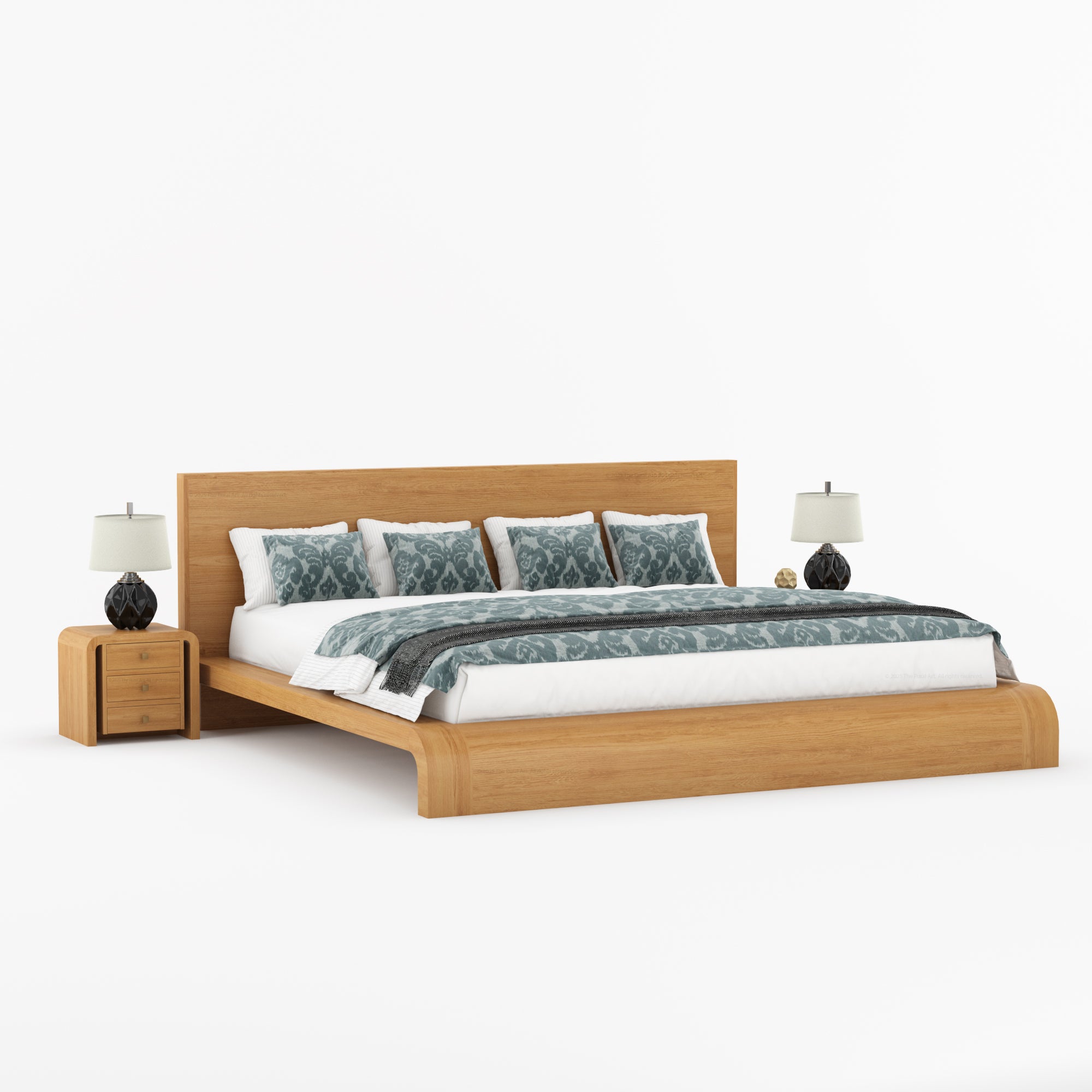 Stockton Solid Wood Curved Platform Bed