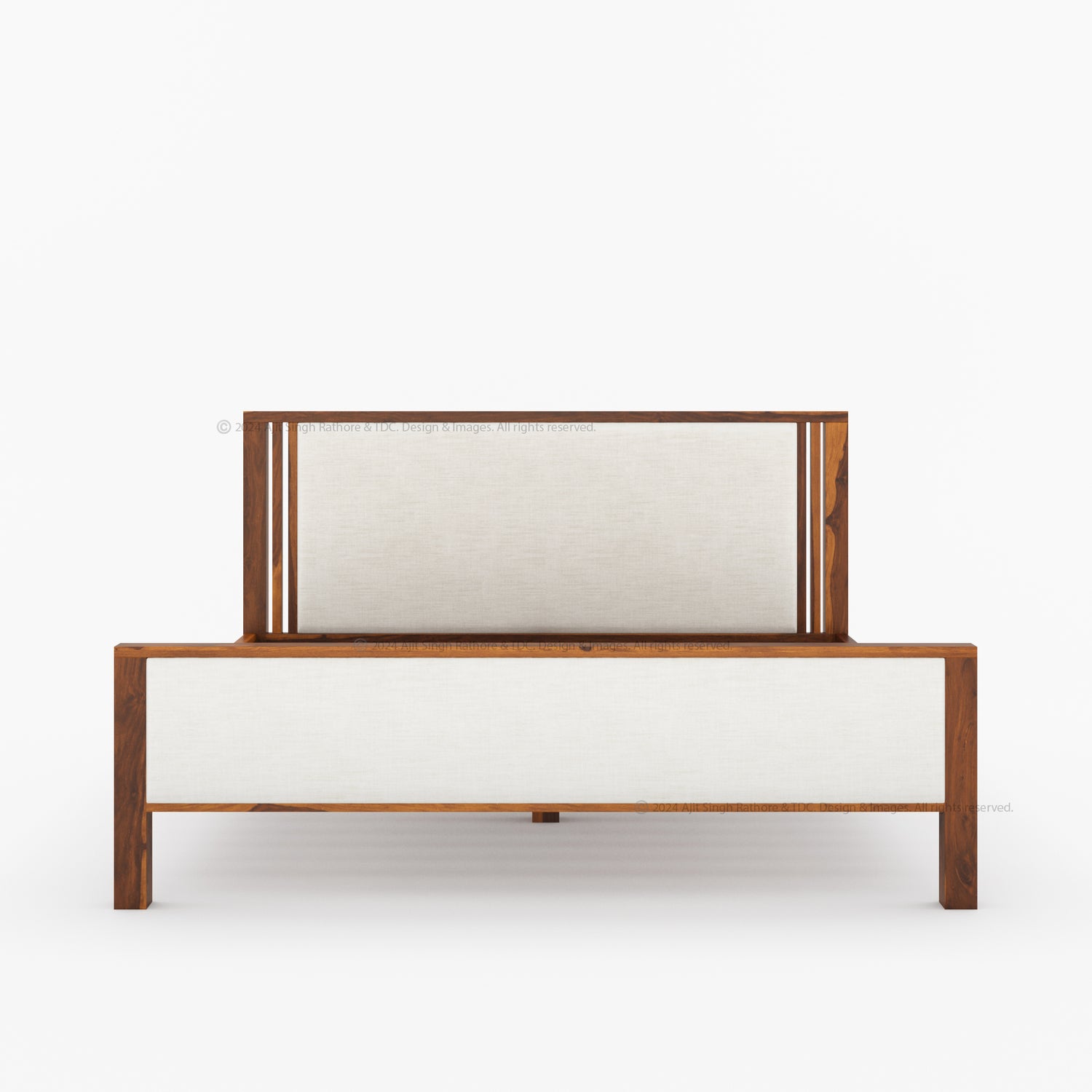 San Marino Premium Solid Indian Rosewood Upholstered Platform Bed