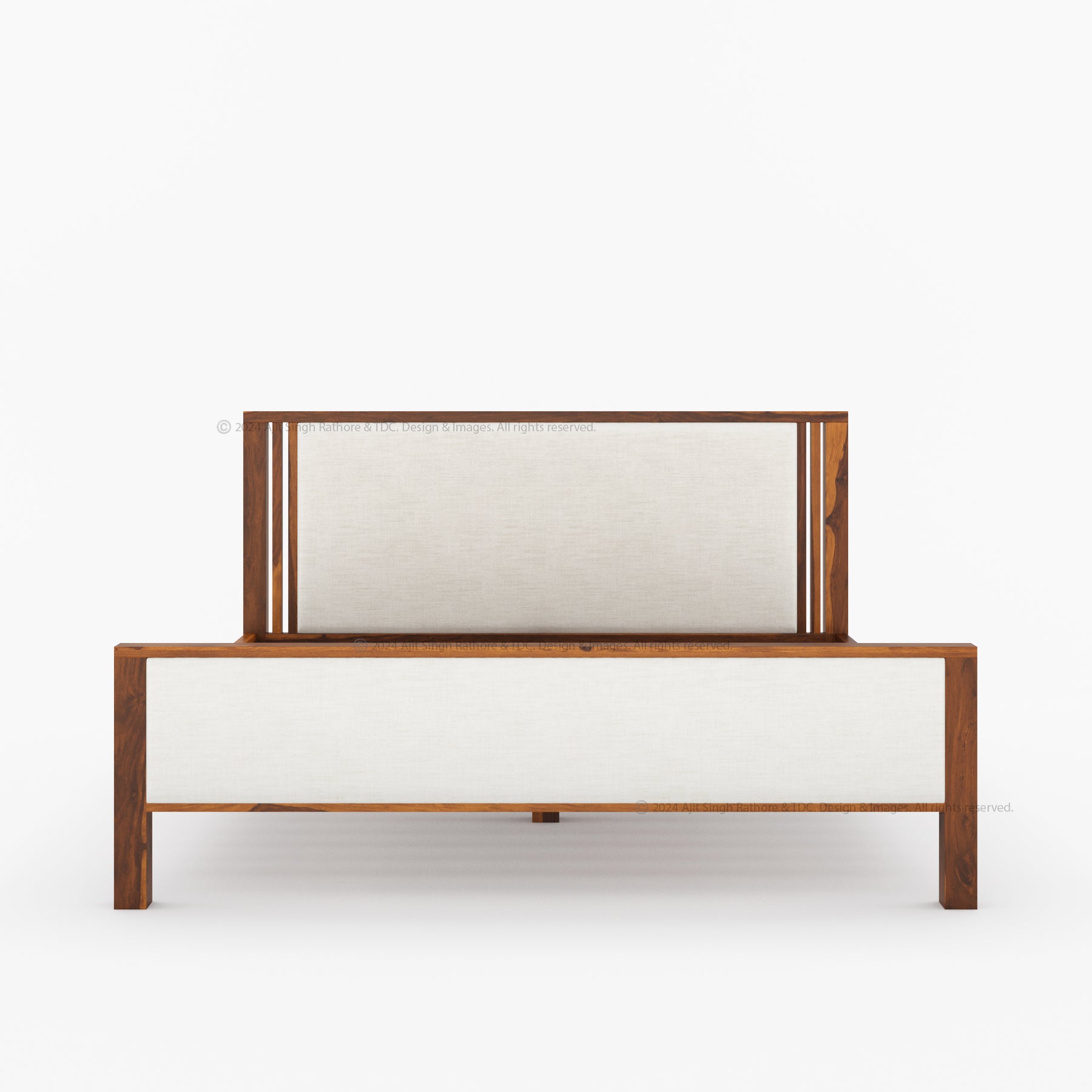 San Marino Premium Solid Indian Rosewood Upholstered Platform Bed