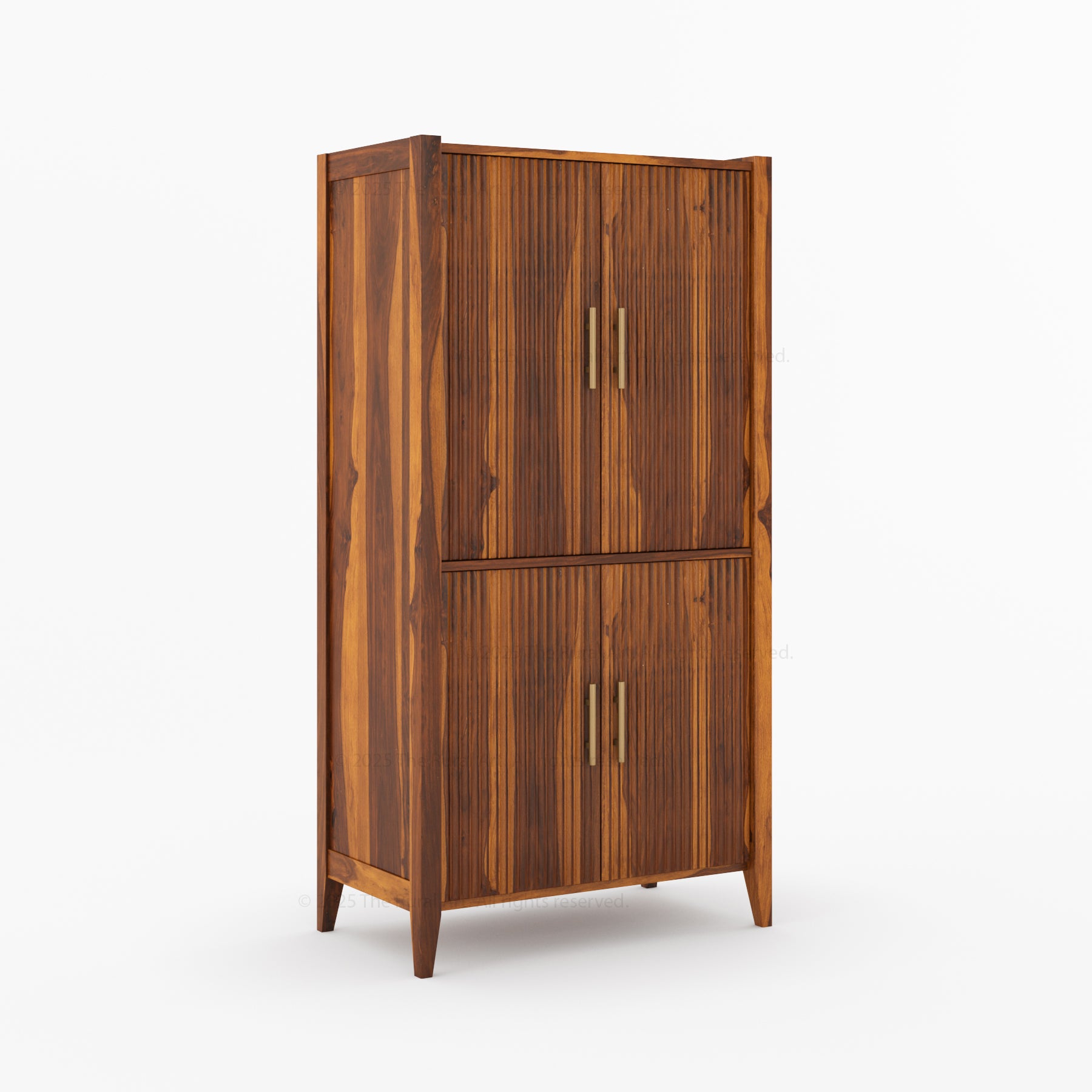 Monarch Tall Bar Cabinet in Solid Wood with Glass-Back Display