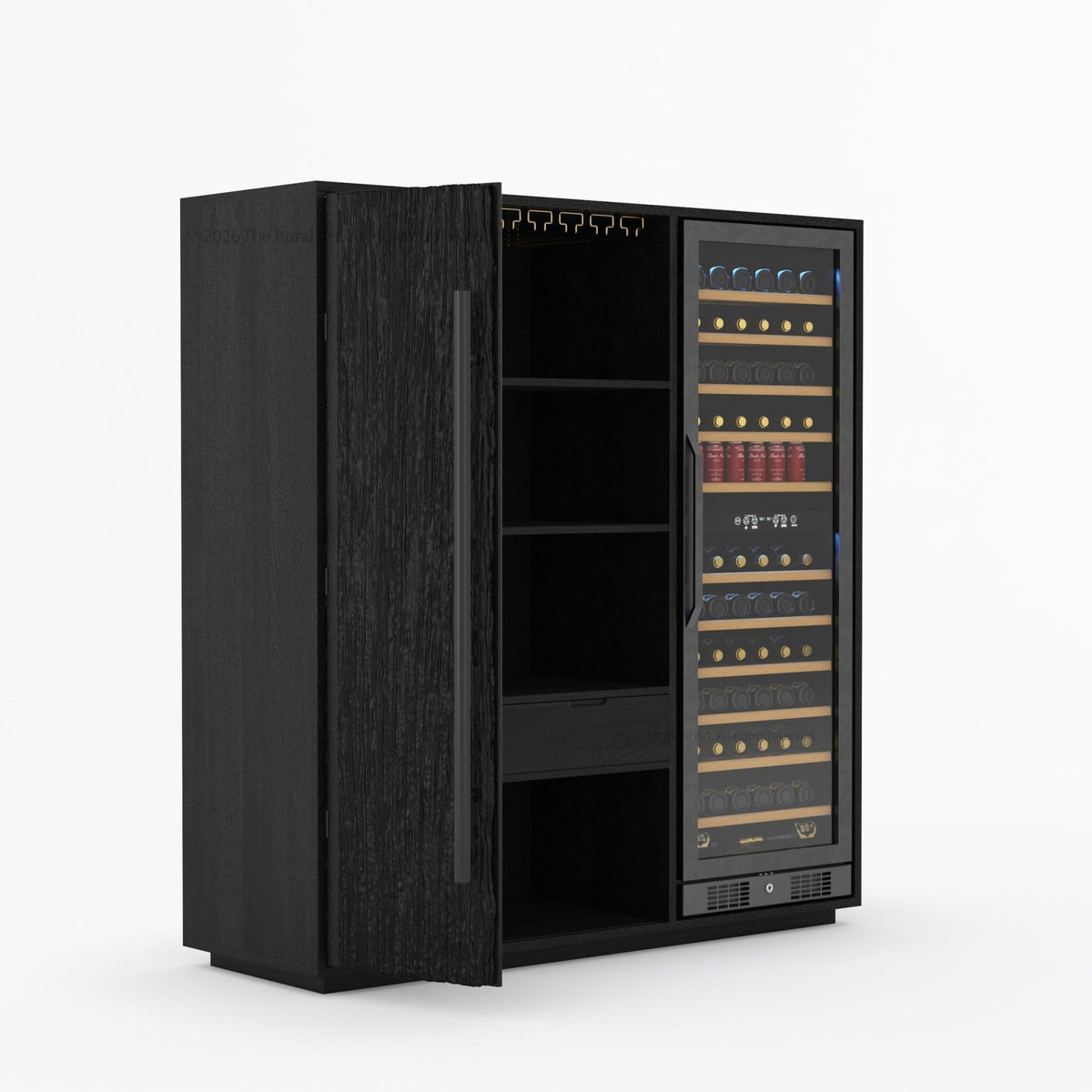Myers Grand Modern Solid Wood Wine Bar Cabinet with Fridge Cutout