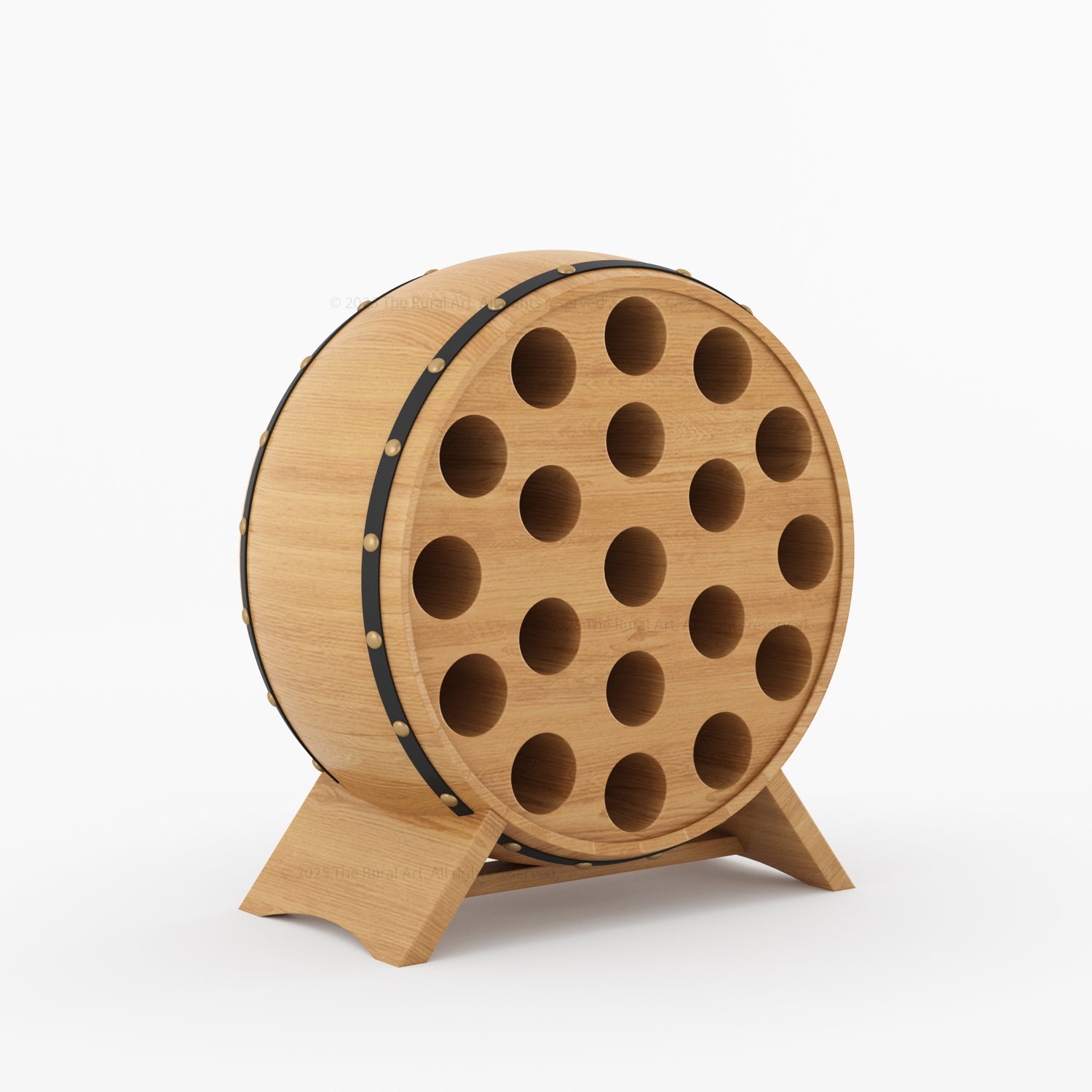 Portland Barrel Style Solid Wood Wine Rack 19 Bottle Holder