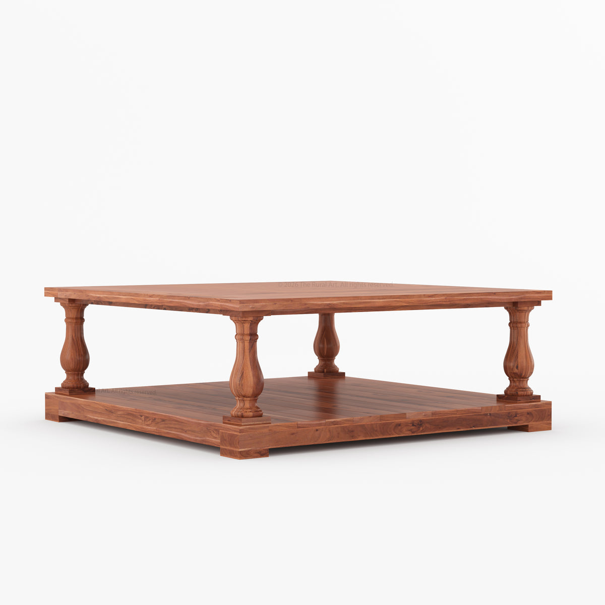 Eureka Modern Two-Tier Solid Wood Coffee Table