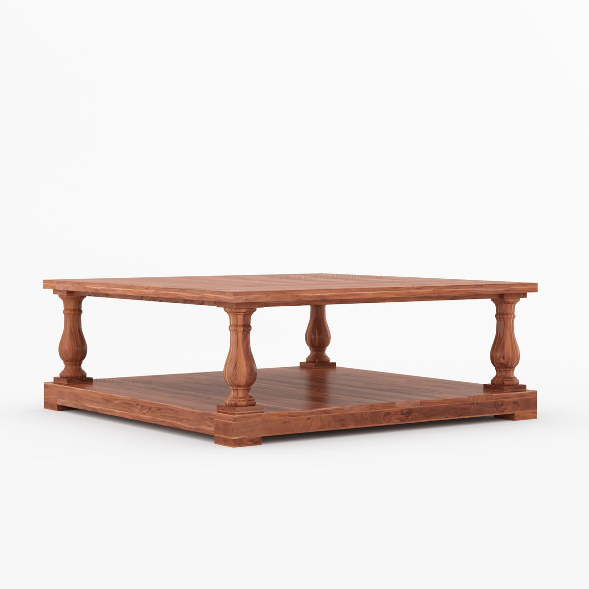 Eureka Modern Two-Tier Solid Wood Coffee Table