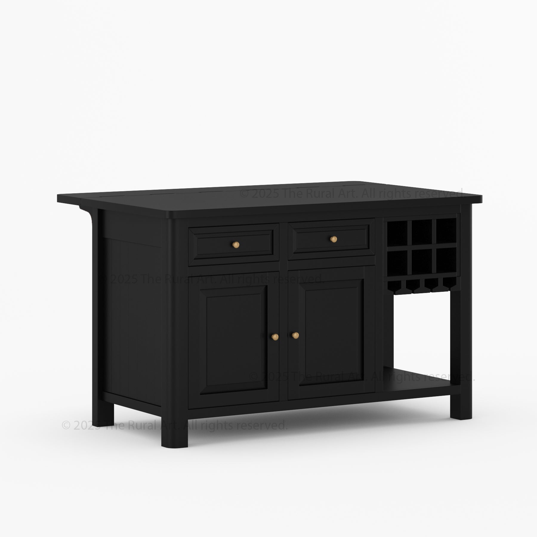 Trenton Solid Wood Kitchen Island – Drop Leaf Countertop & Wine Storage
