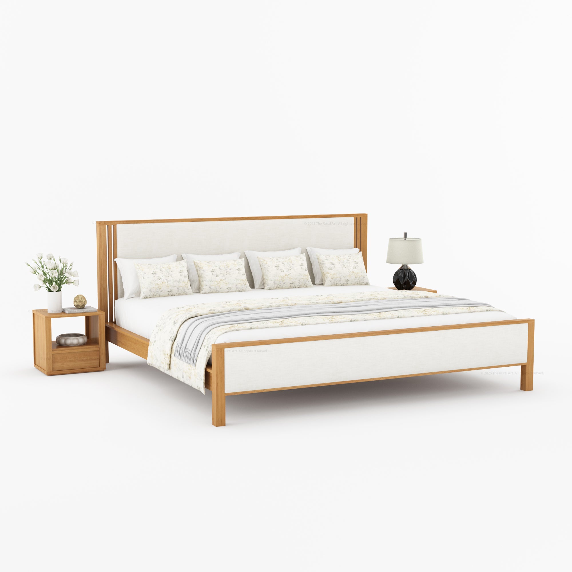 San Marino Premium Solid Indian Rosewood Upholstered Platform Bed