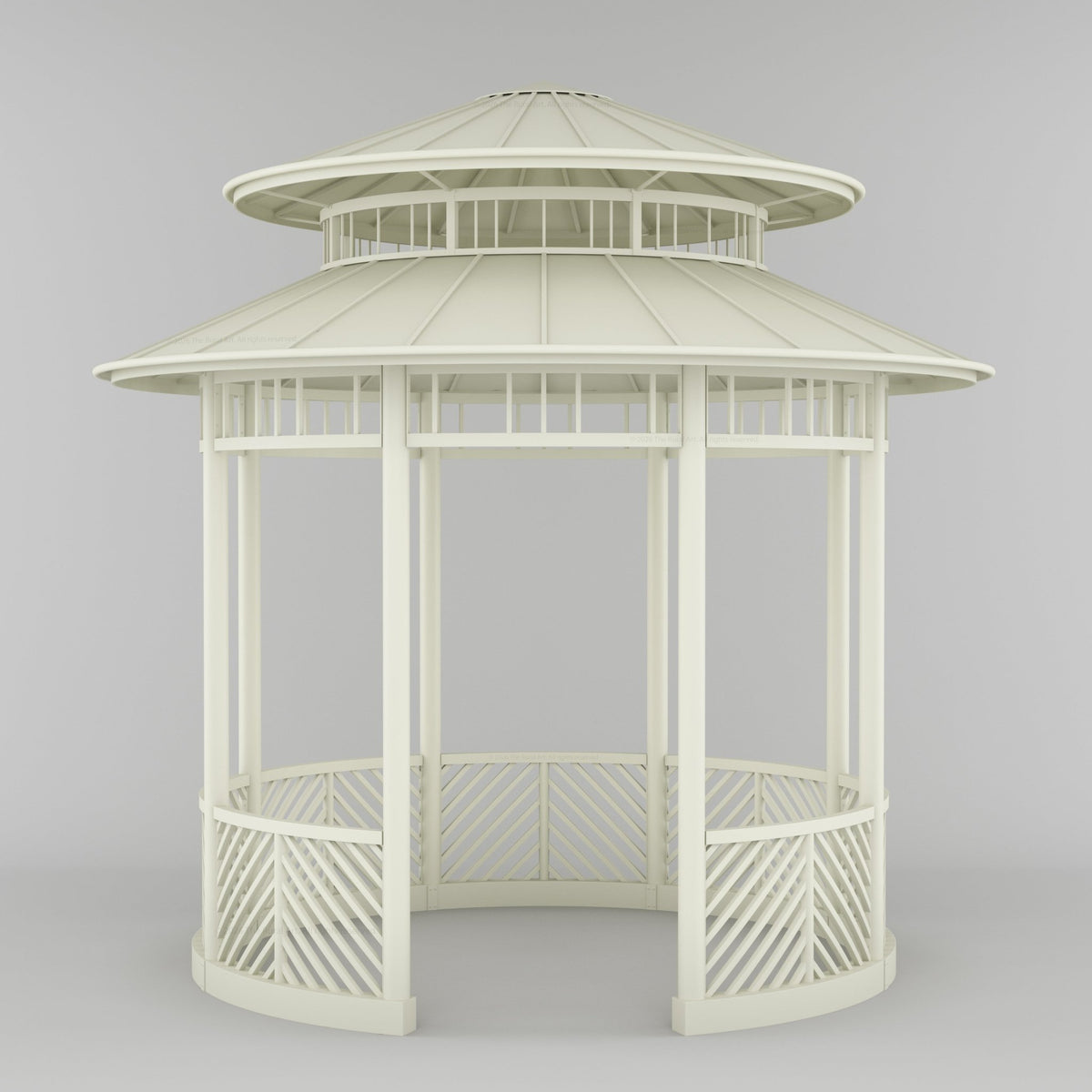 Portsmouth Double-Tier Estate Pavilion Wrought Iron Garden Gazebo