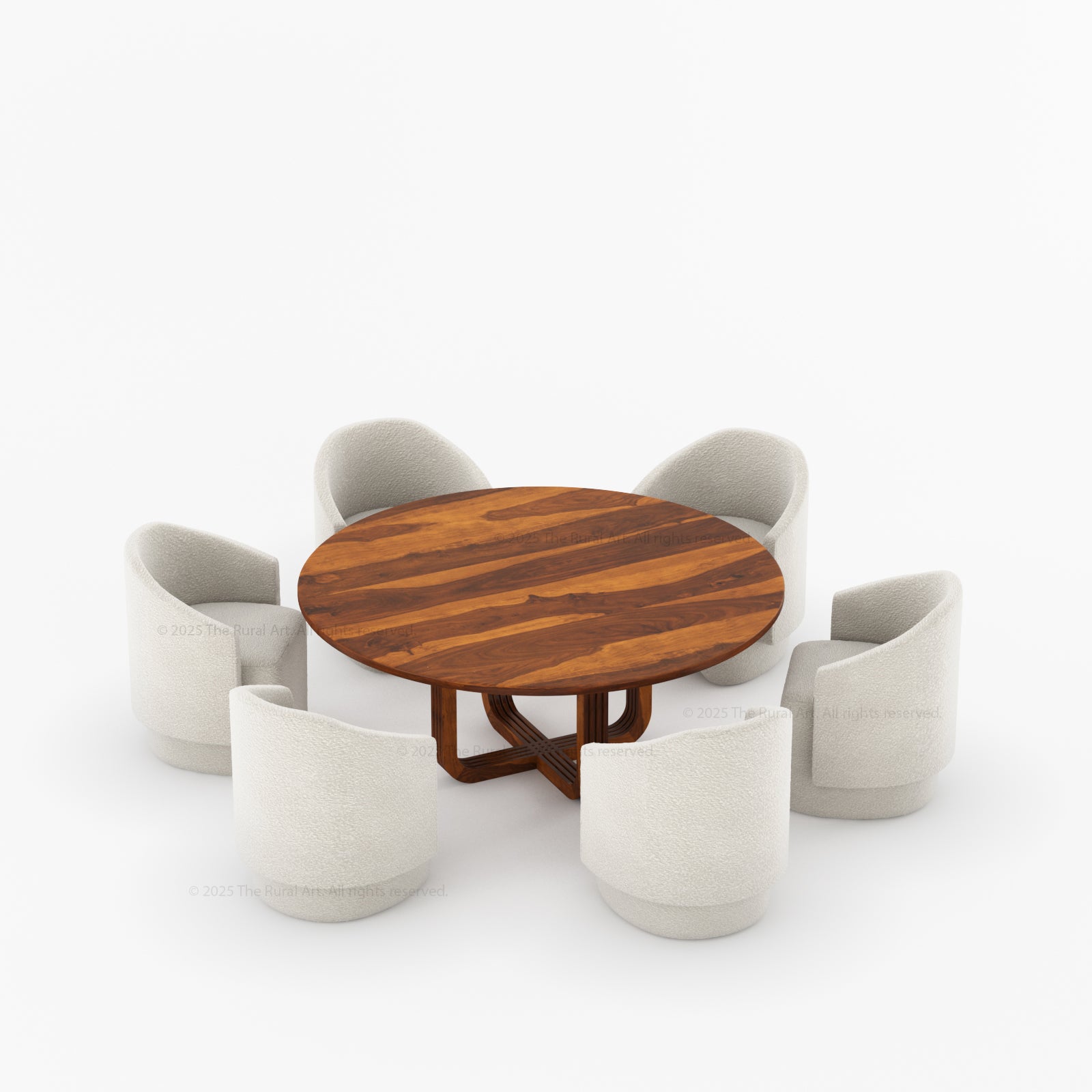 Marysville Round Pedestal Dining Table & Chair Set with Sculptural Curved-Leg Base