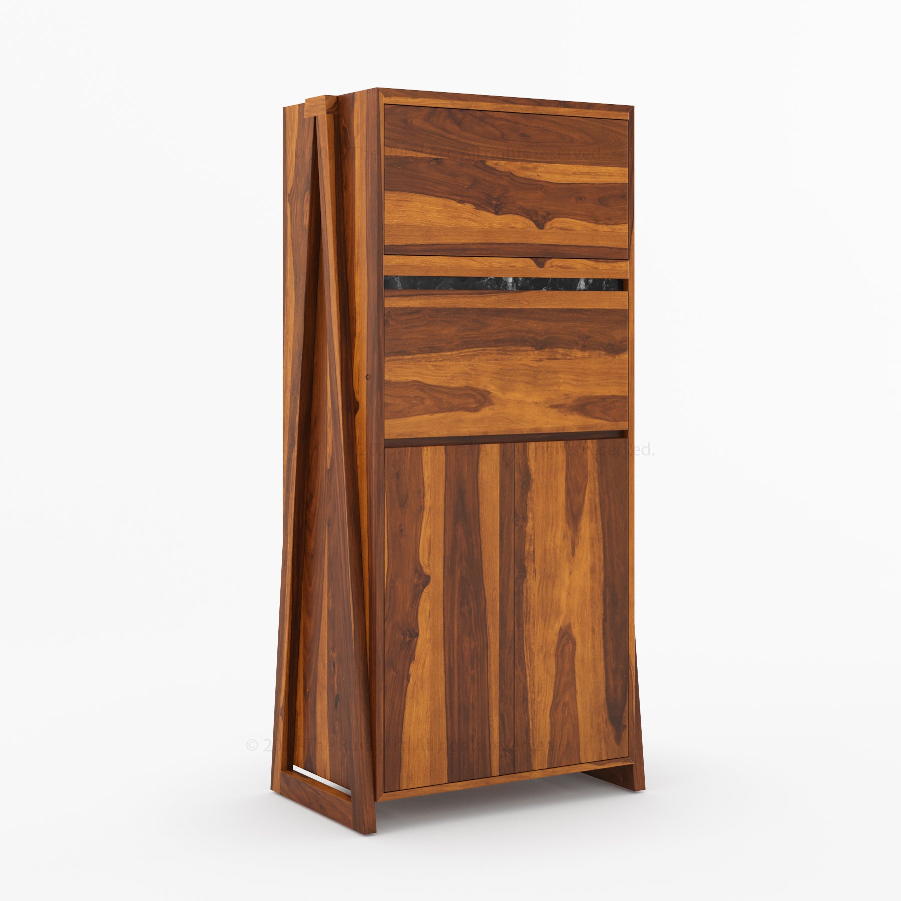 Beckley Solid Wood Revolving Wine Bar Cabinet