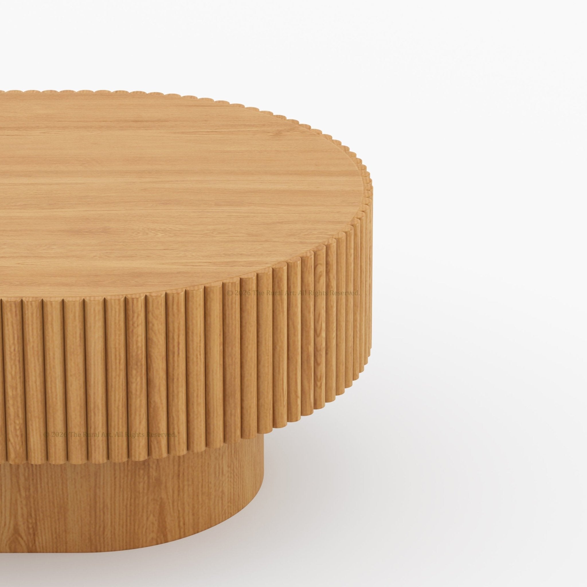 Cullman Teak Wood Oval Fluted Coffee Table