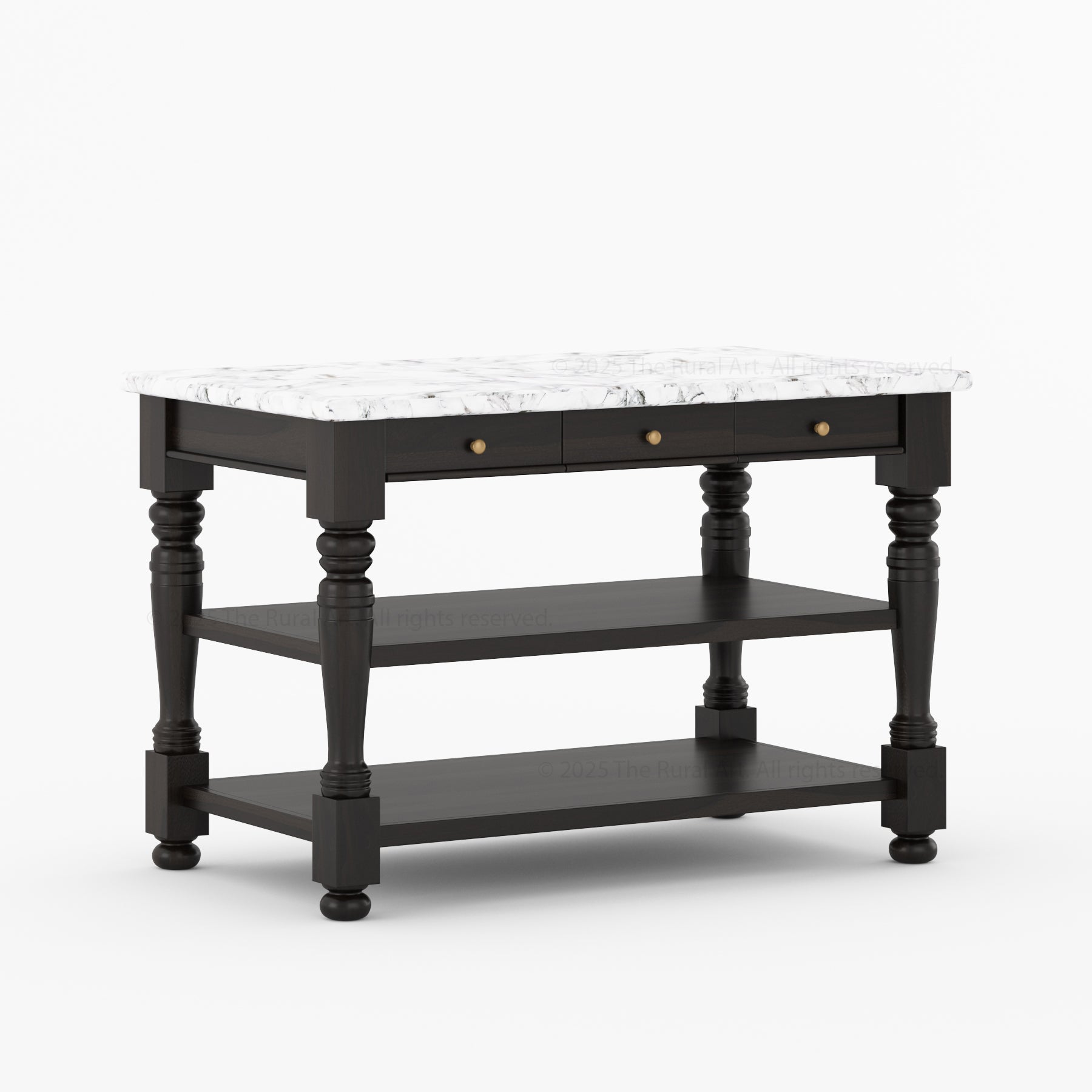Tampa Solid Wood Kitchen Island with Marble Top