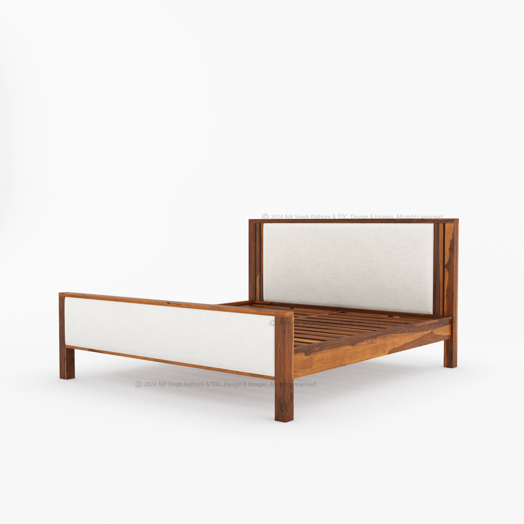 San Marino Premium Solid Indian Rosewood Upholstered Platform Bed