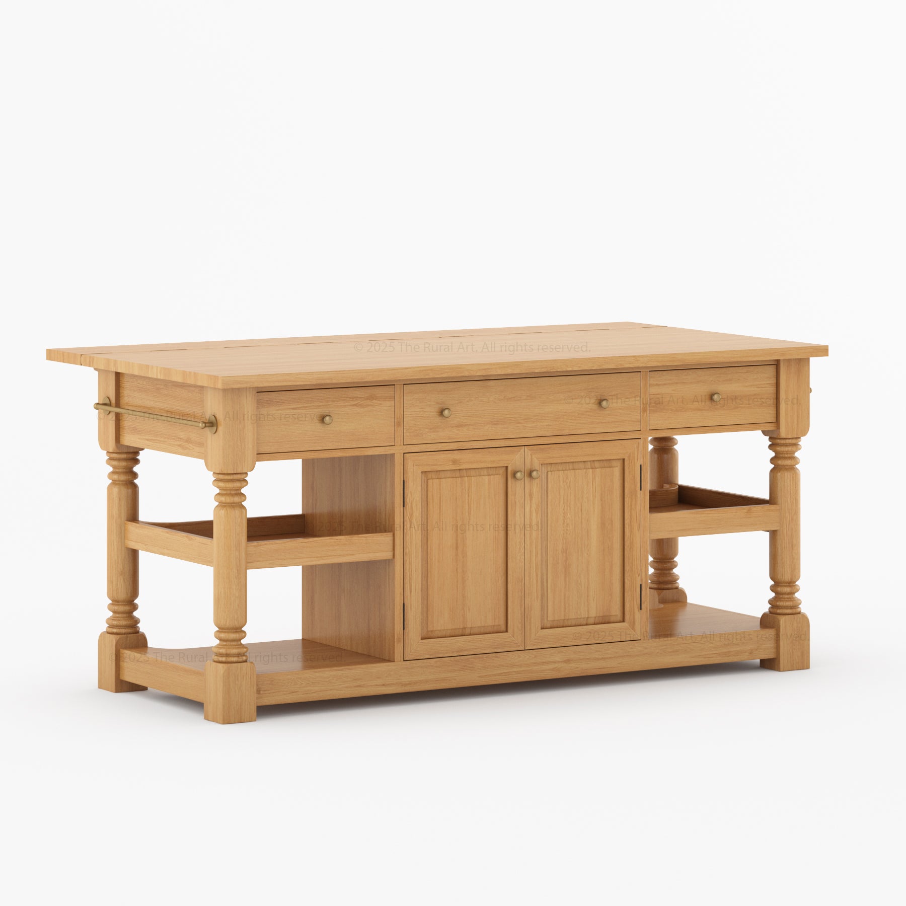 Davidson Solid Wood Drop-Leaf Kitchen Island With Optional Stools