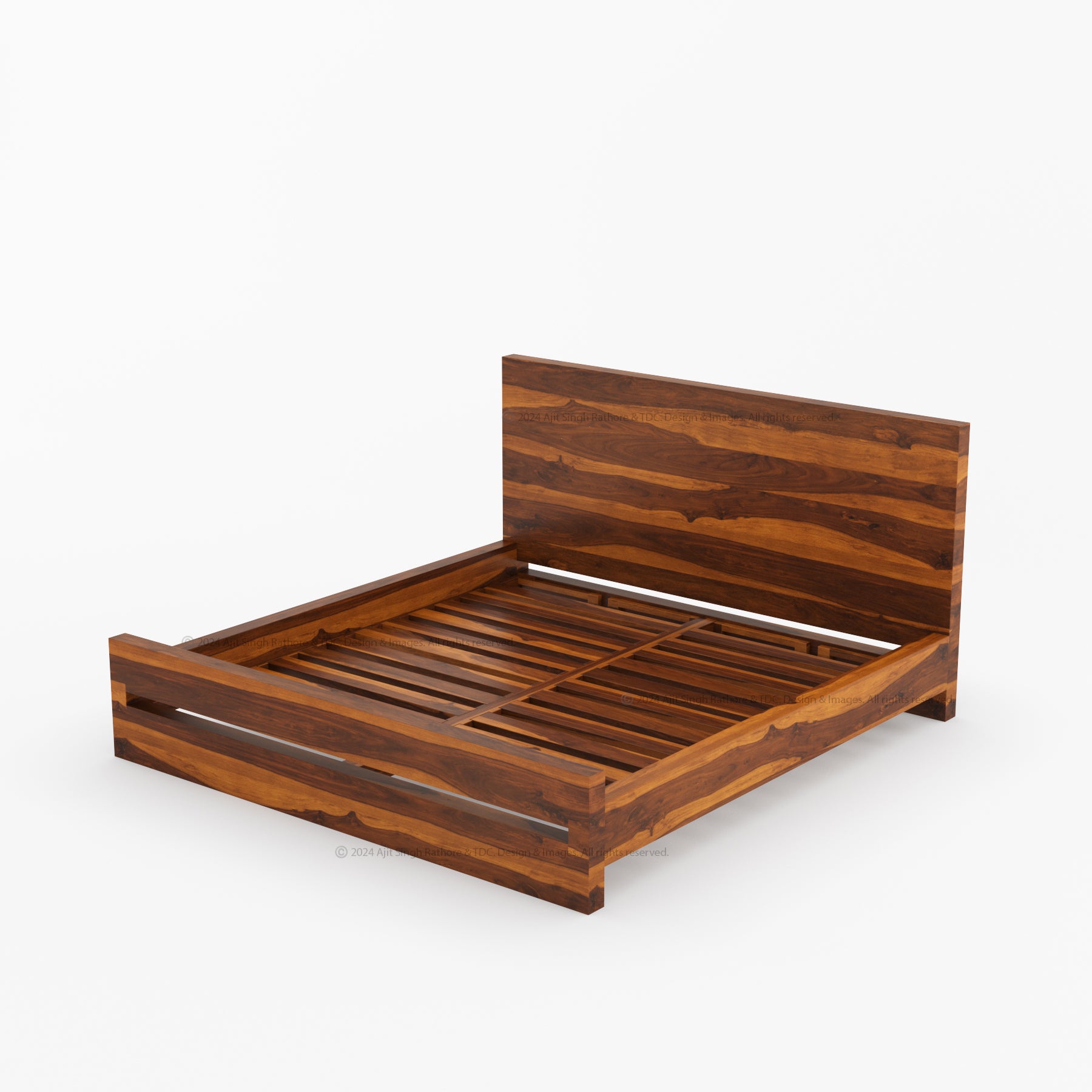 Lompoc Rustic Solid Wood Platform Bed Modern Minimalist Design