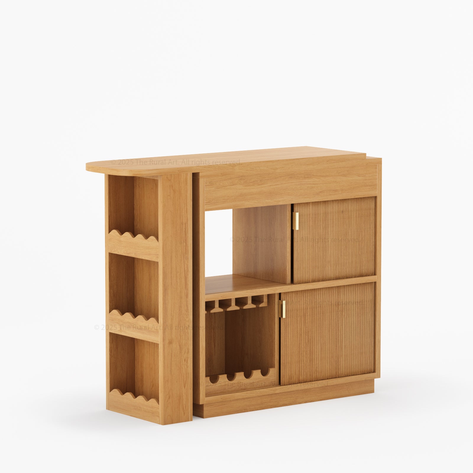 Palo Alto Folding Bar Desk Cabinet | Solid Wood with Wine Storage