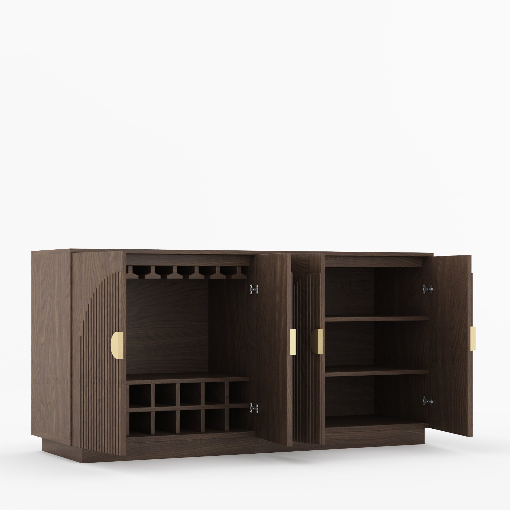 Clifton Fluted Arc-Front Solid Wood Wine Bar Sideboard