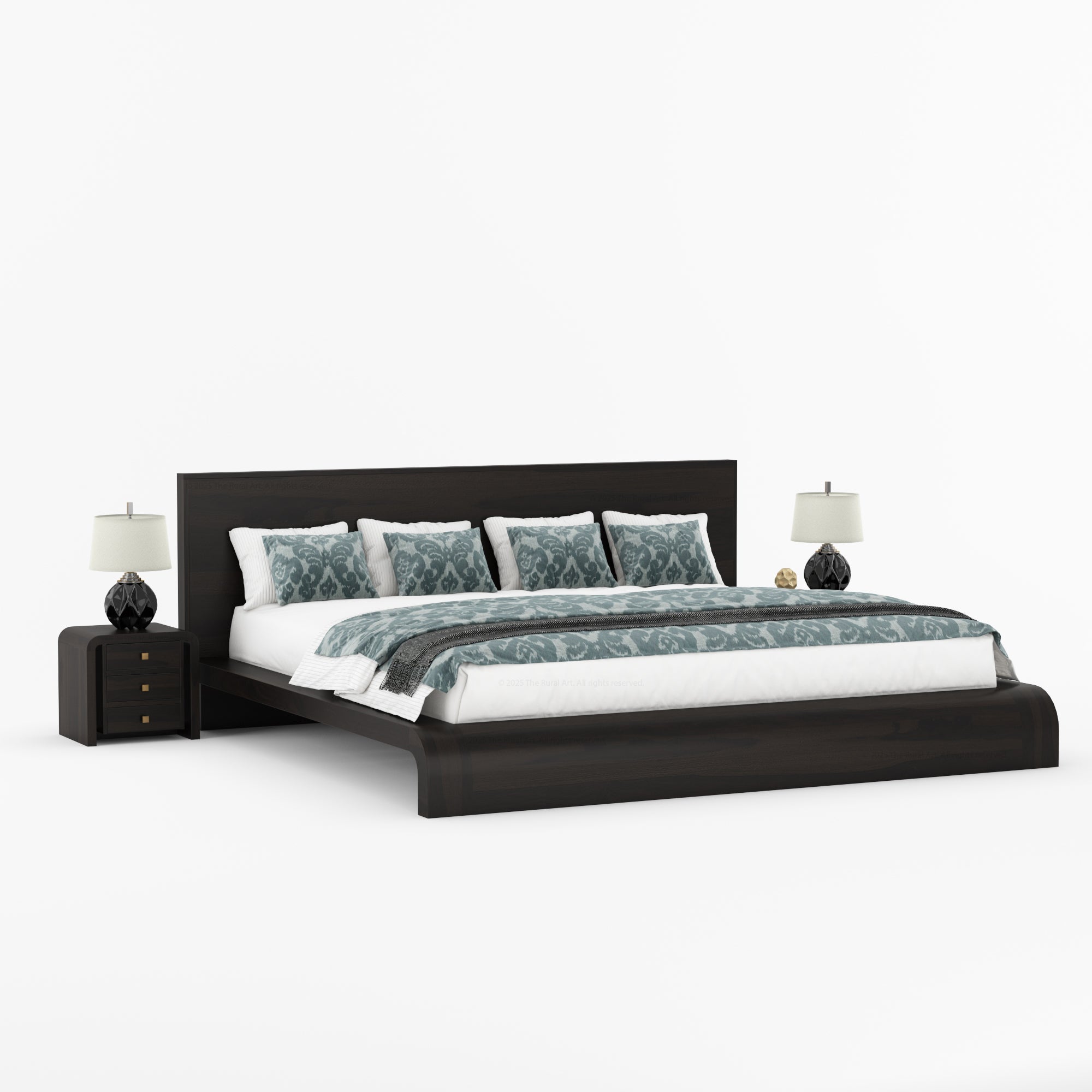 Stockton Solid Wood Curved Platform Bed
