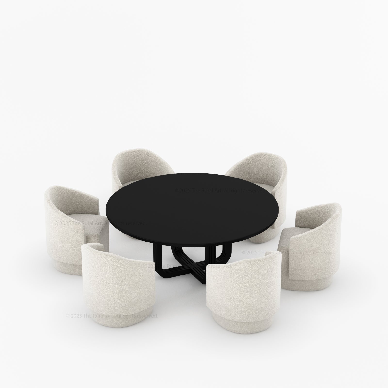 Marysville Round Pedestal Dining Table & Chair Set with Sculptural Curved-Leg Base