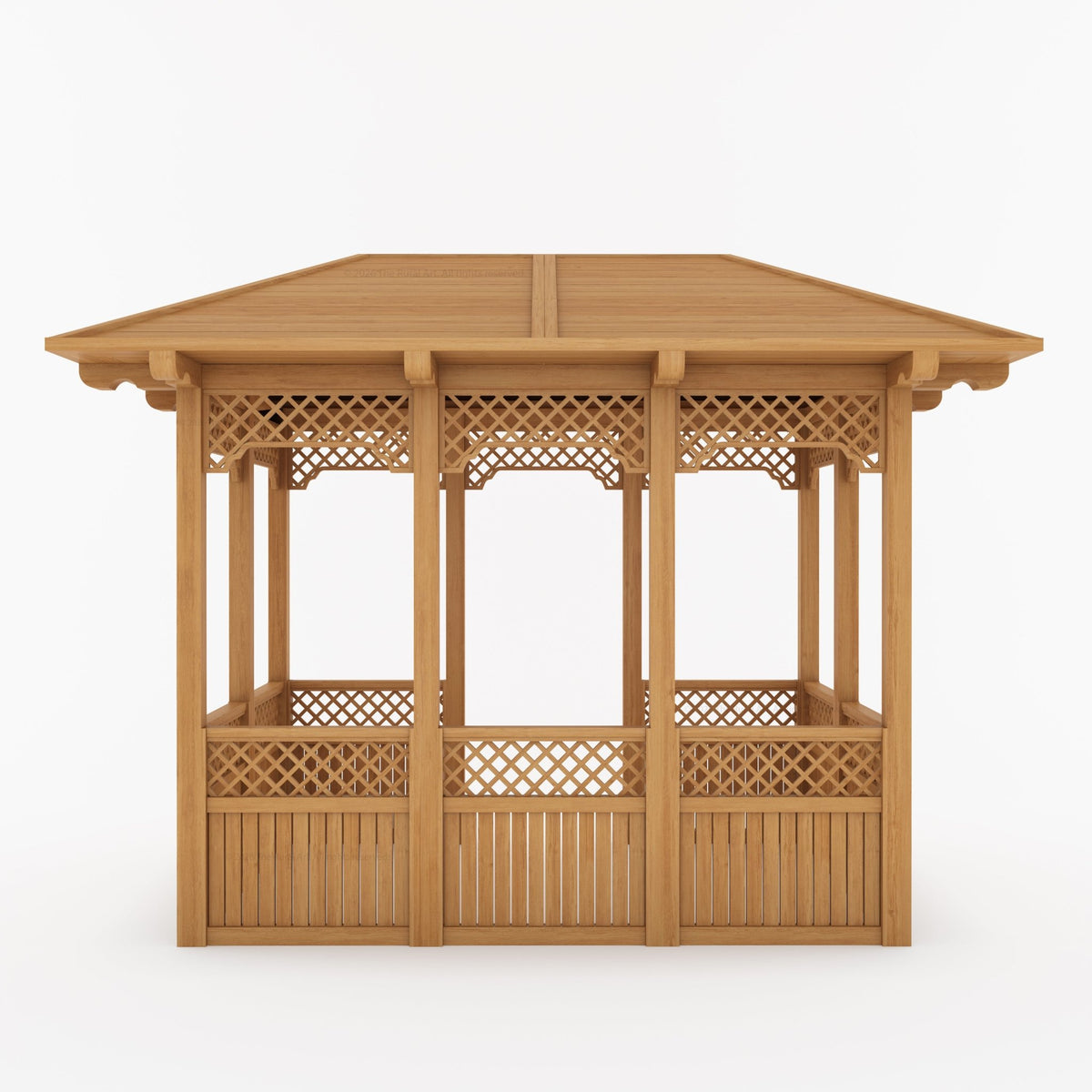 Saratoga Teak Wood Outdoor Garden Gazebo with Decorative Lattice Panels