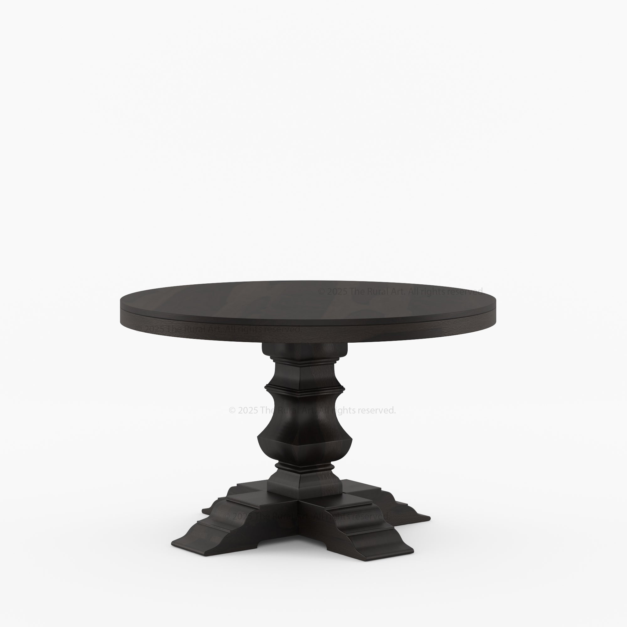 Benton Round Solid Wood Pedestal Base Dining Table and Chair Set