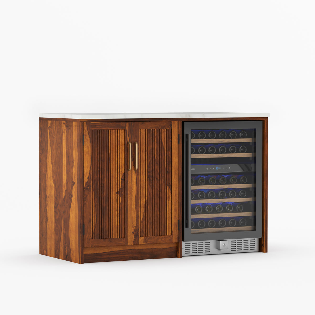 Fresno Modern Solid Wood Wine Bar Cabinet with Fridge Cutout