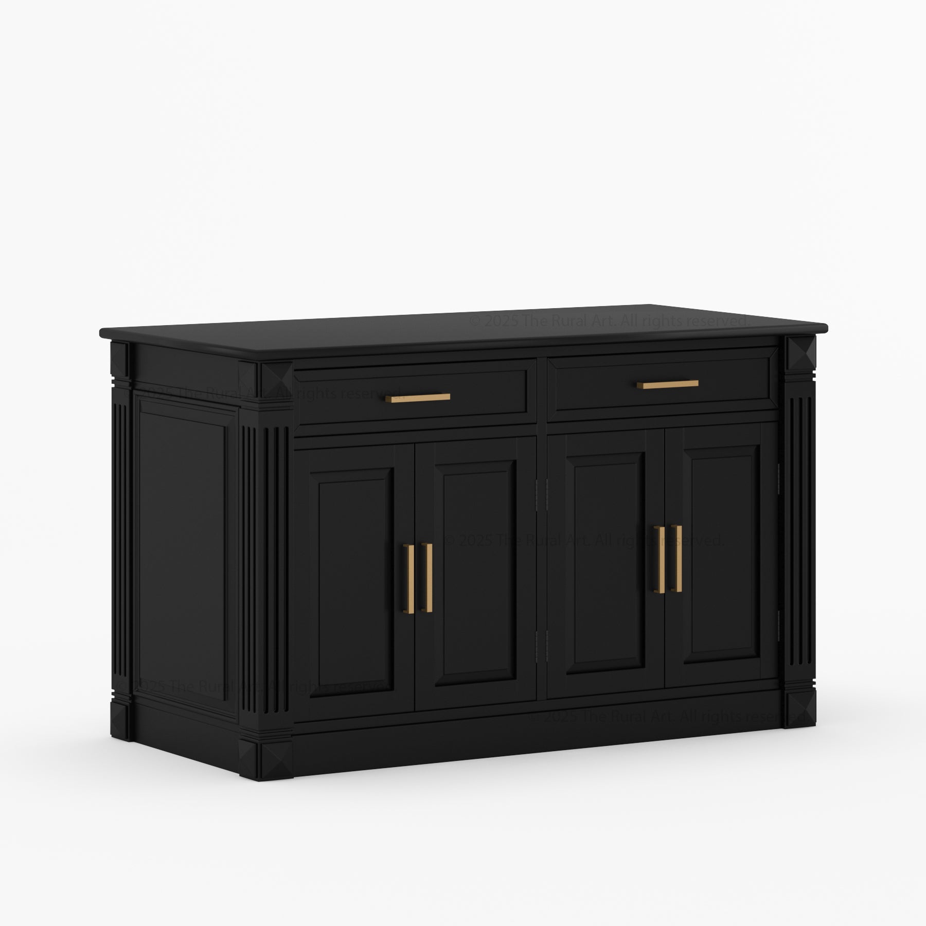 Rochester Solid Wood Classic Black Kitchen Island with Storage