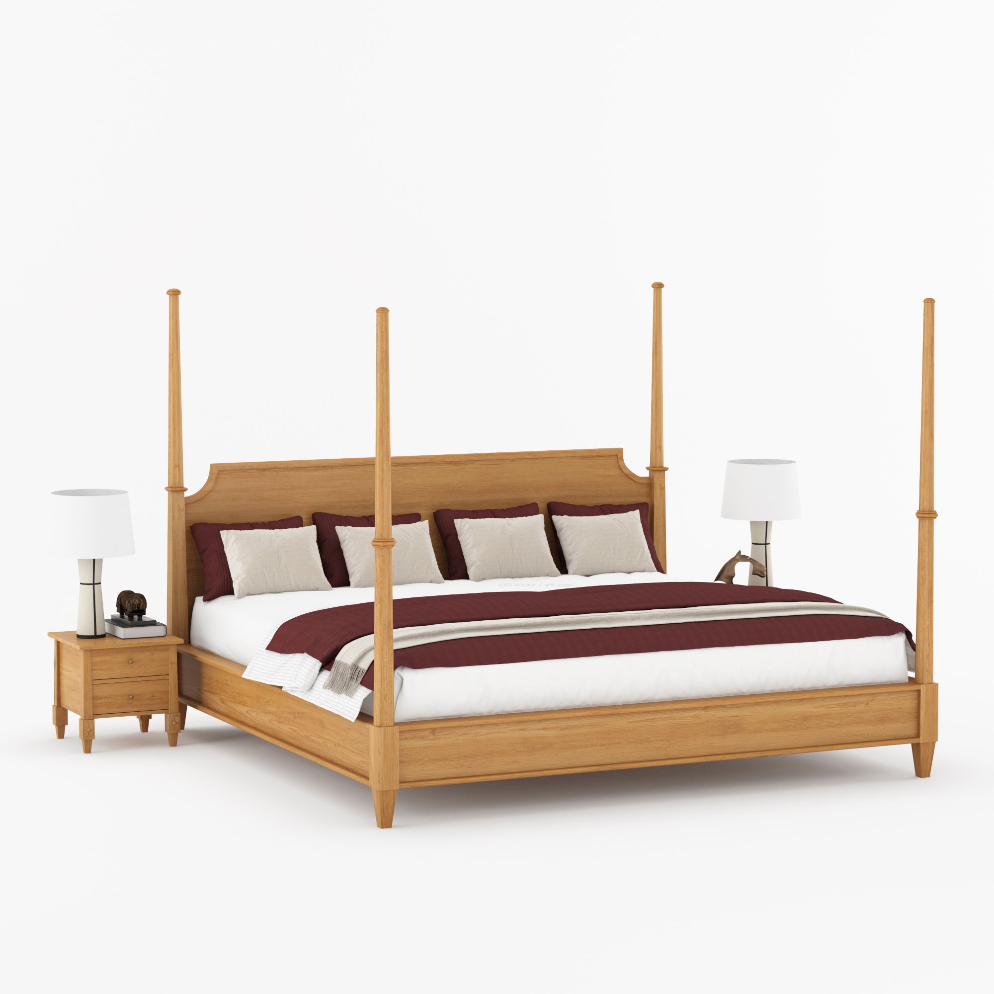 Dothan Heirloom Four-Poster Solid Wood Bed with Sculpted Posts