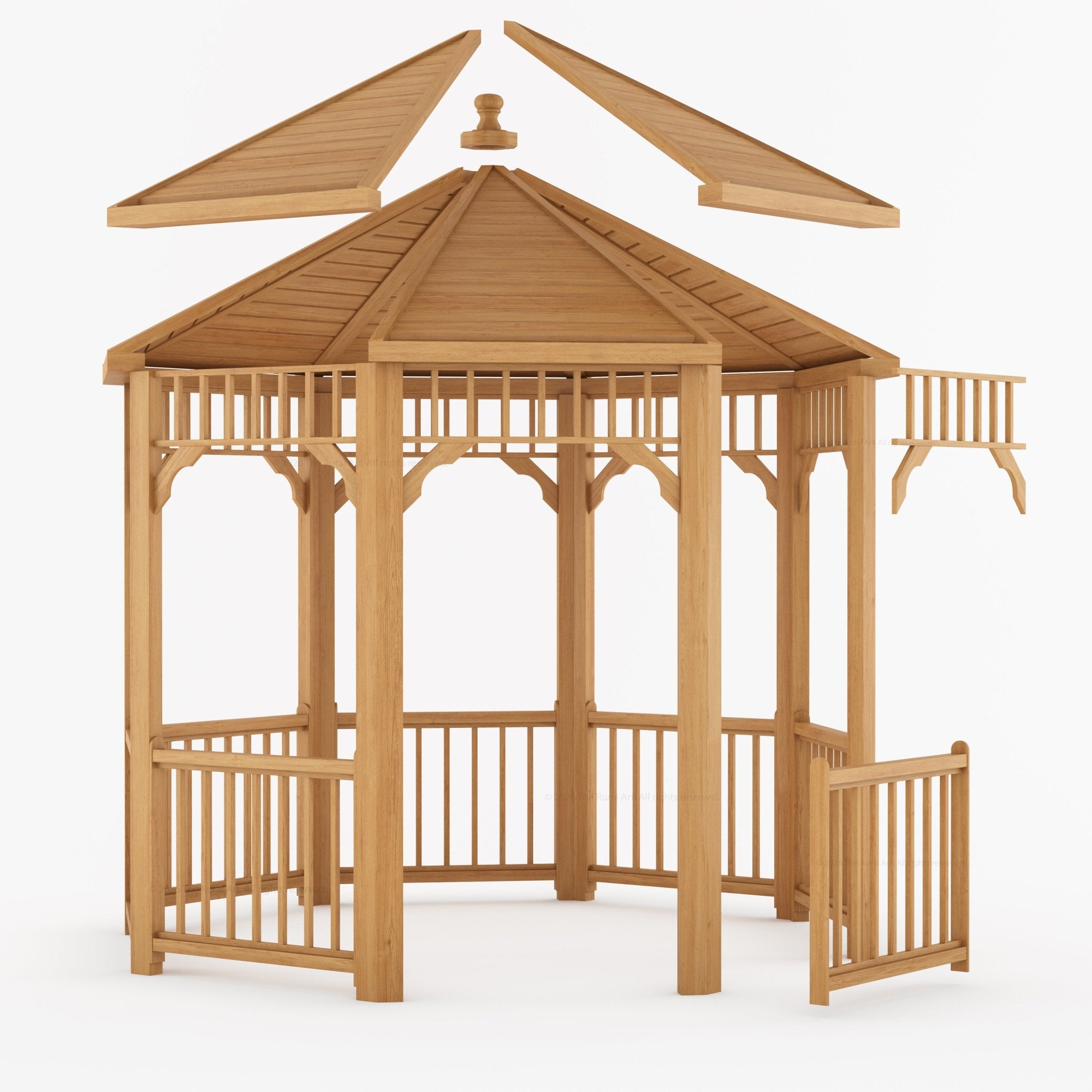 Bellingham 12ft Round Solid Teak Wood Outdoor Garden Gazebo