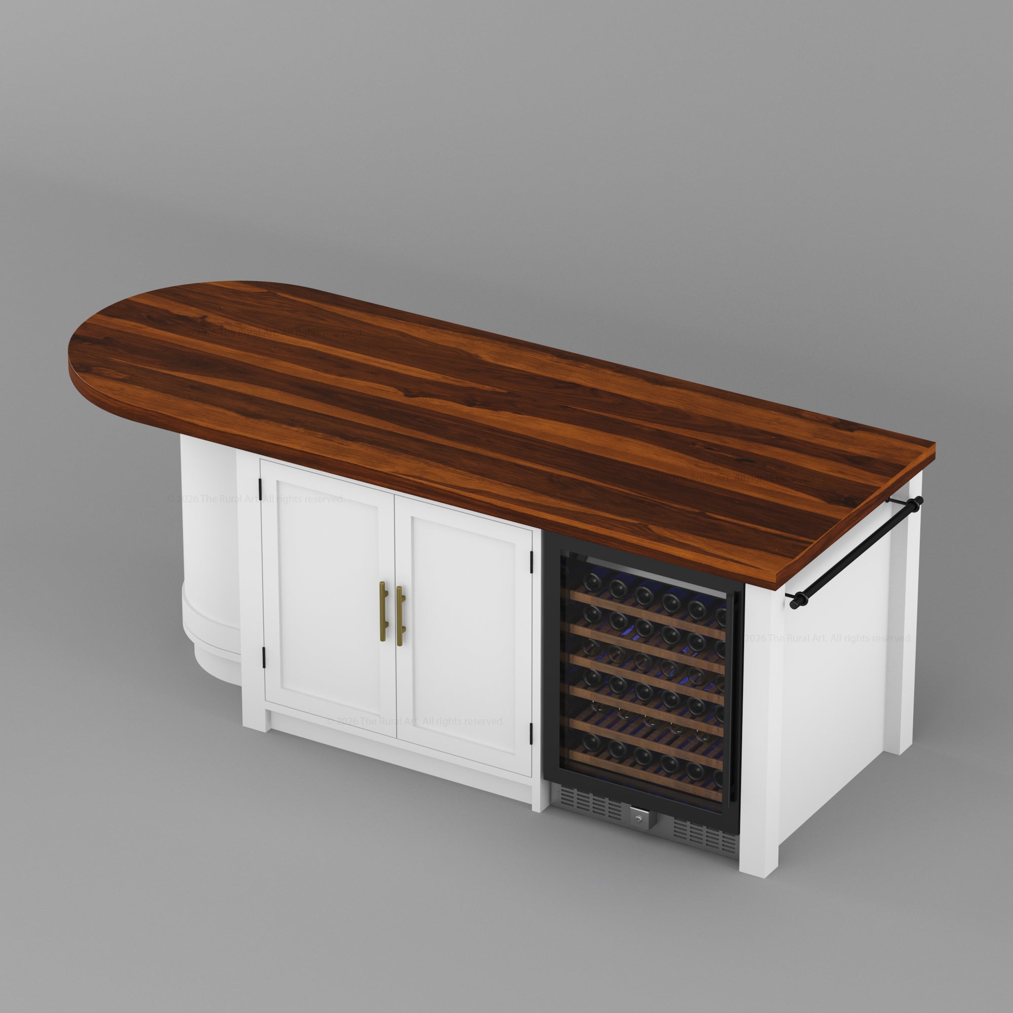 Danville Solid Wood Kitchen Island with Built-In Wine Cooler & Storage Cabinets