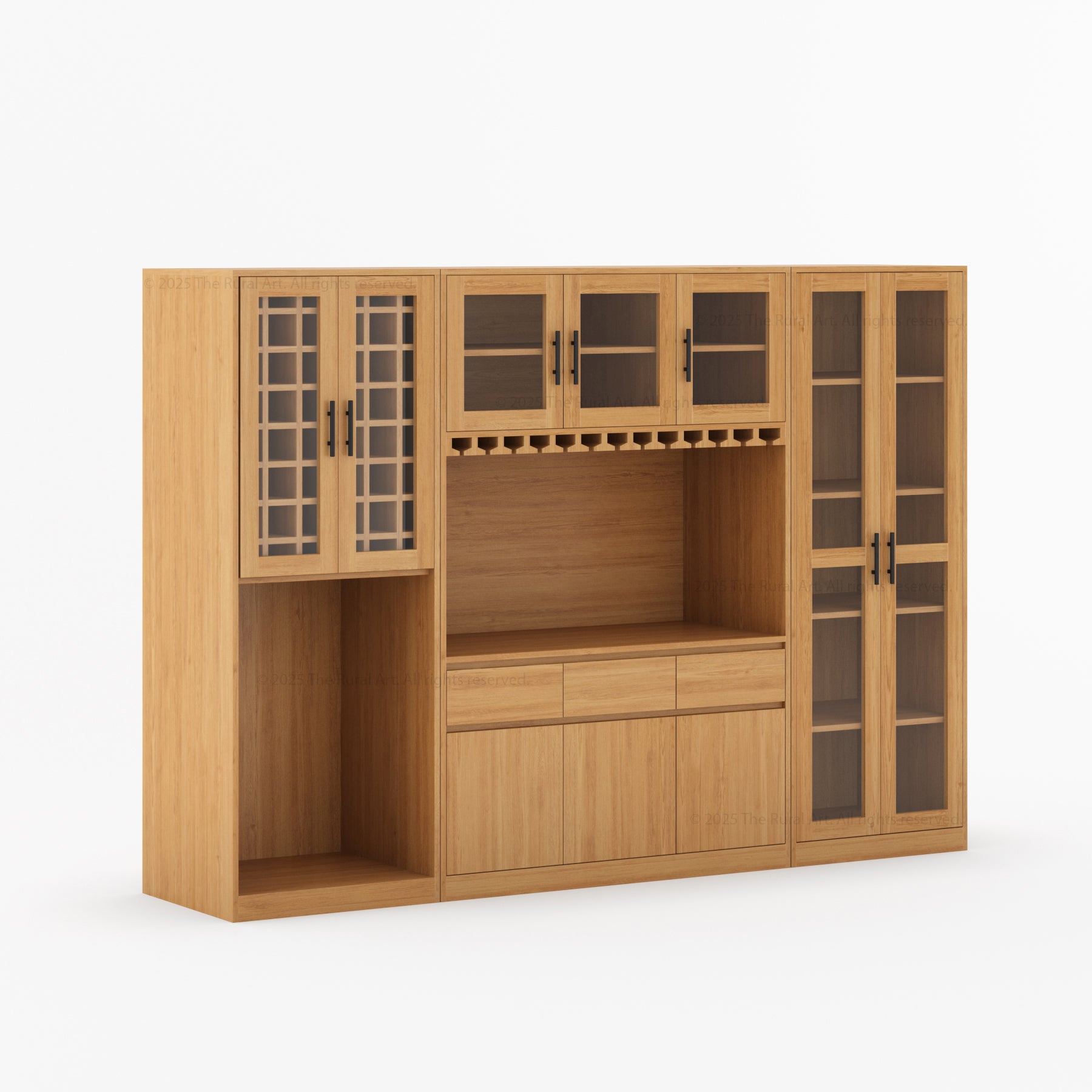 Teak Wood Wine Bar Cabinet with Fridge Space