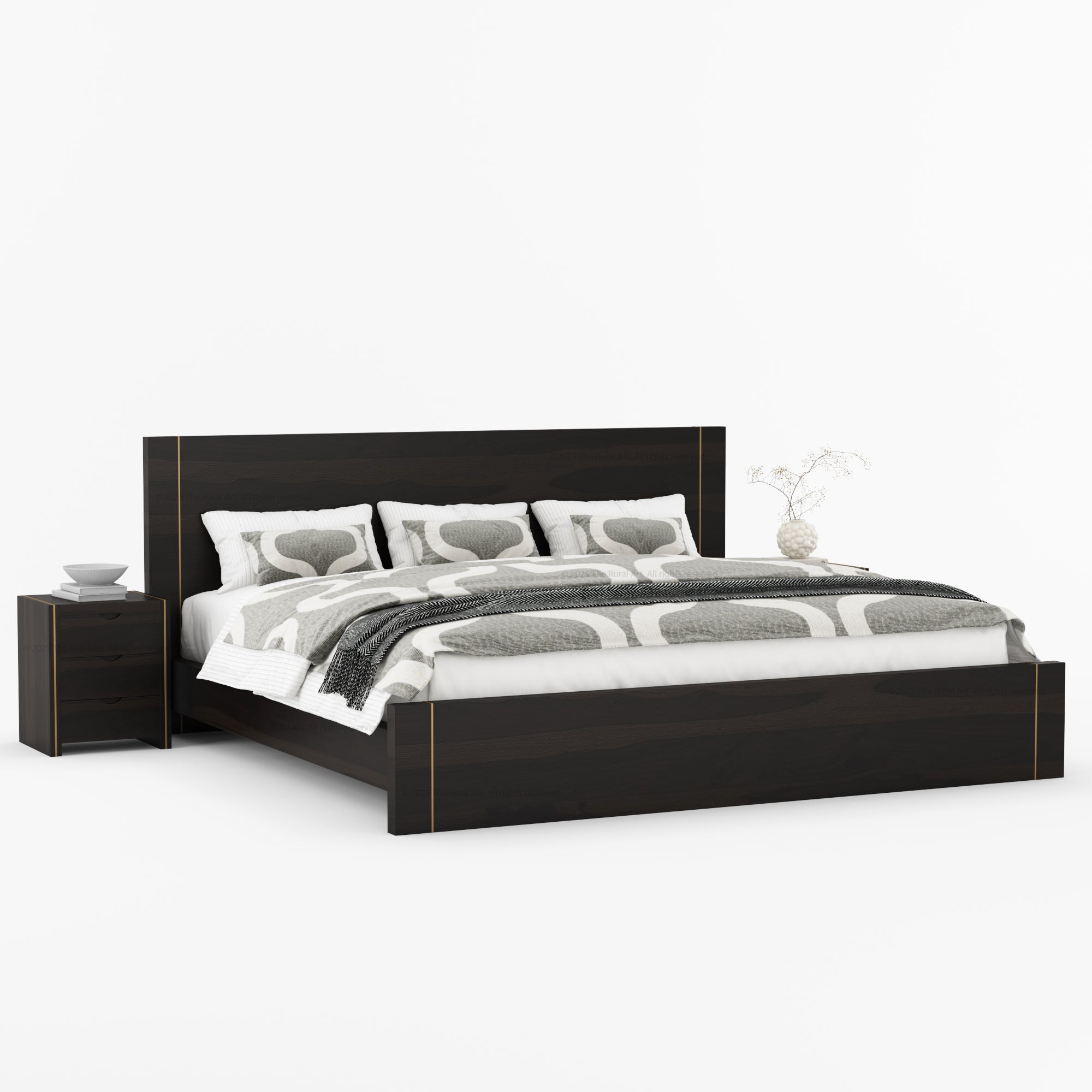 Branson Solid Wood Bedroom Collection with Brass Inlay Detailing