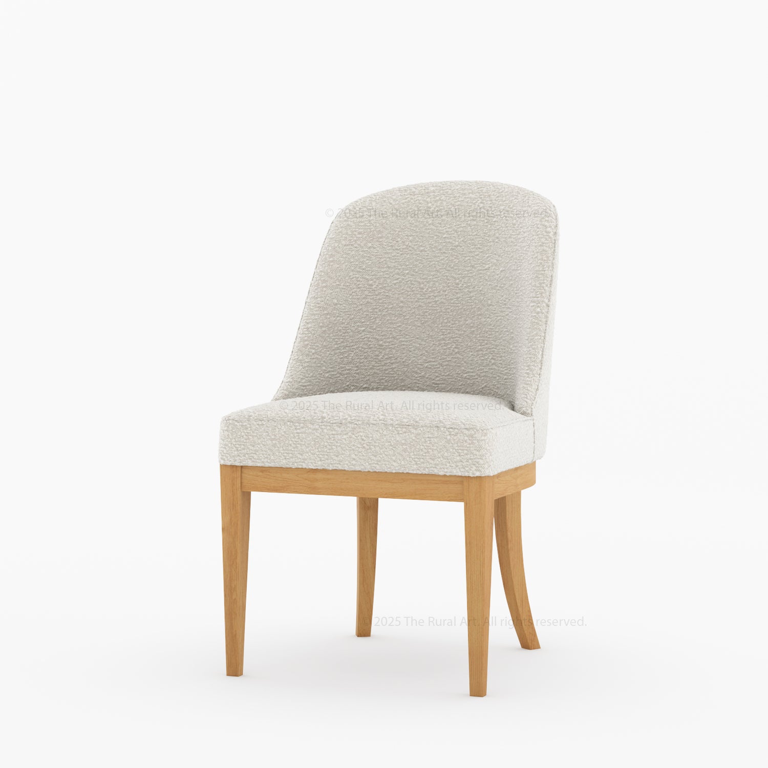 Medina Upholstered Dining Chair | Mid-Century Modern Solid Wood Chair with Curved Back